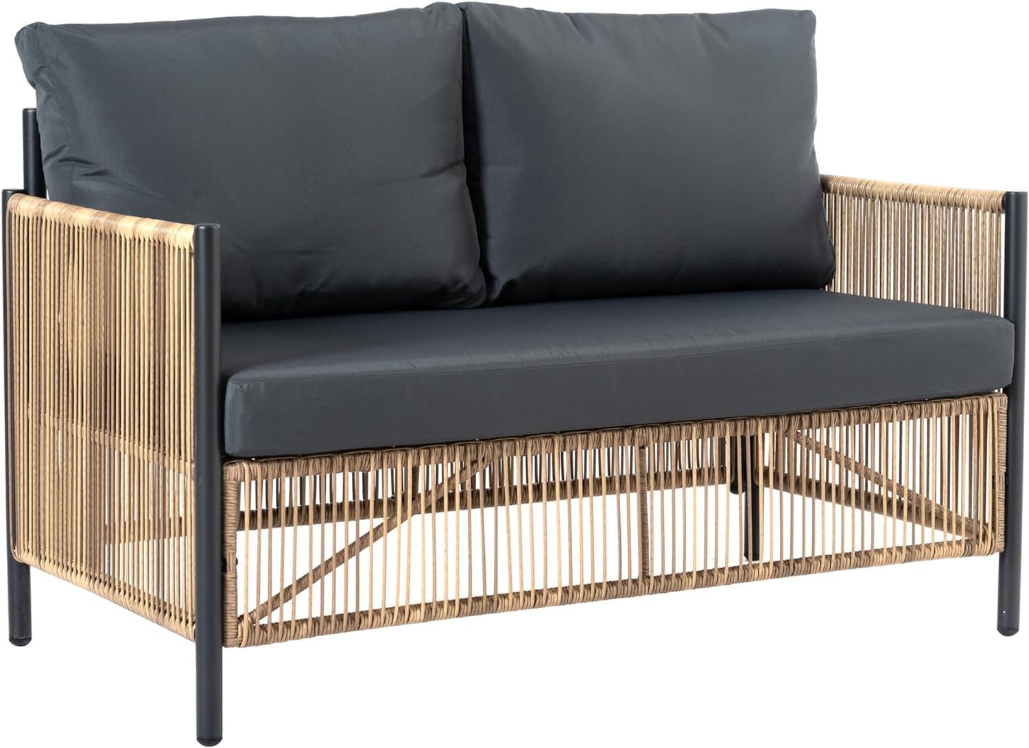 Dina Outside Furniture  2 Piece Wicker Patio Chairs and Table Conversation Set  Outdoor Sofa Furniture Set for Living Room Bedroom Backyard Balcony Poolside Garden(Black Brown)