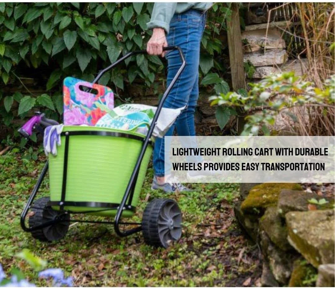 Garden Cart With Tubtrugs | Multi-Purpose Mobile Gardening Caddy with 11 Gallon Bucket | Outdoor Gardening Clean-up & Garden Tools Utility Cart - Holds up to 50 lbs