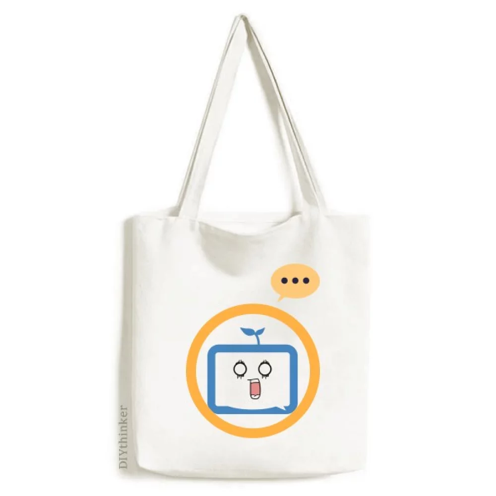 Saplings Surprised Small TV Face Original Expression Sack Canvas Tote Shoulder Bag