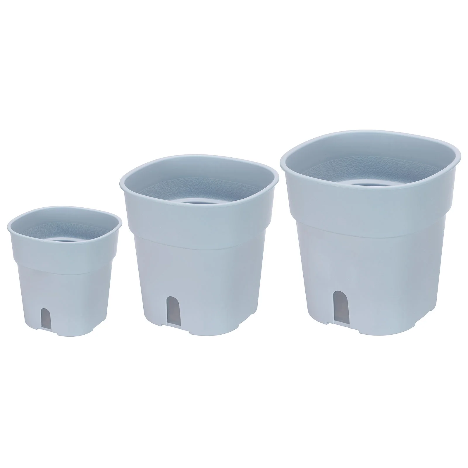 Uxcell S/M/L Plastic Plant Pots Flower Planters with Water Indicator Removable Base, Light Blue 3 Pack
