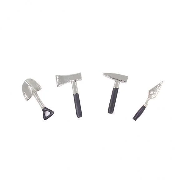DOLITY 3xDollhouse Miniature Alloy Metal Gardening Tool Set Fairy Garden Doll Toy