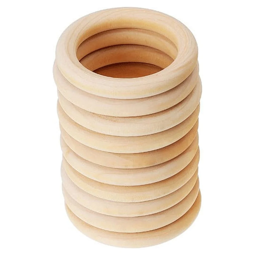 iju7gthy digitalr tape measure 4th of july outdoor 10PC 70MM Wooden DIY Crafts Connectors Circles Natural Wooden Rings