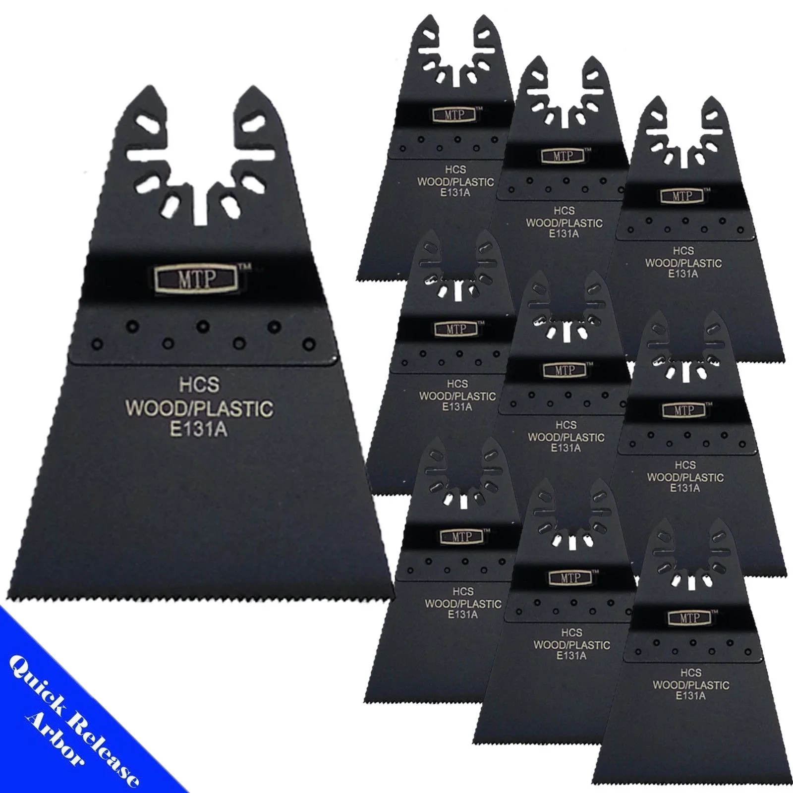 MTP ®10x Wide Fine Tooth Quick Release Arbor Universal Fit Multi Tool Oscillating Multitool Wood Saw Blade for Craftsman Rockwell Hyperlock Porter Cable Black & Decker Dewalt Fein Bosch