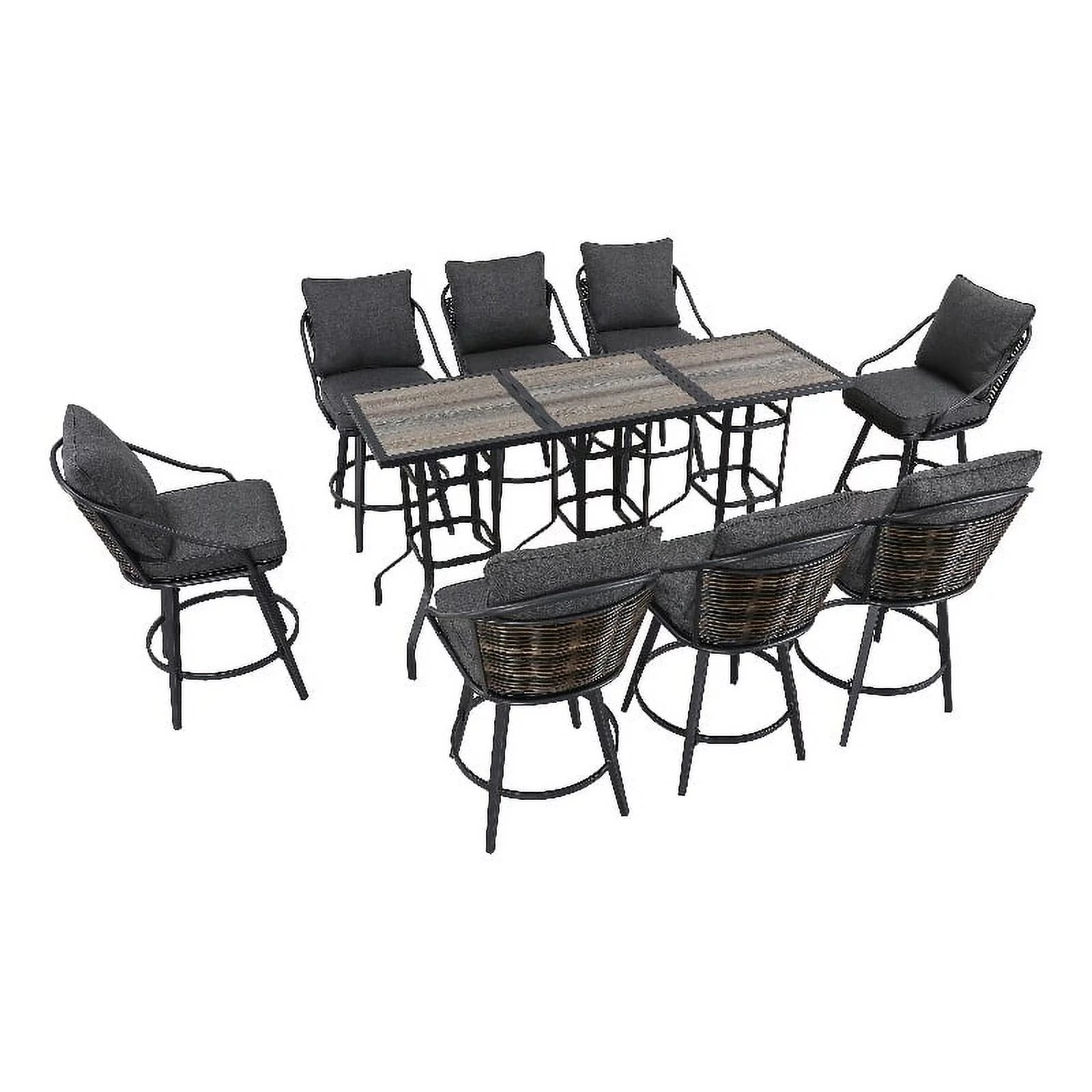 Patio Festival Metal 11-Piece Outdoor Dining Set in Black/Gray/Brown