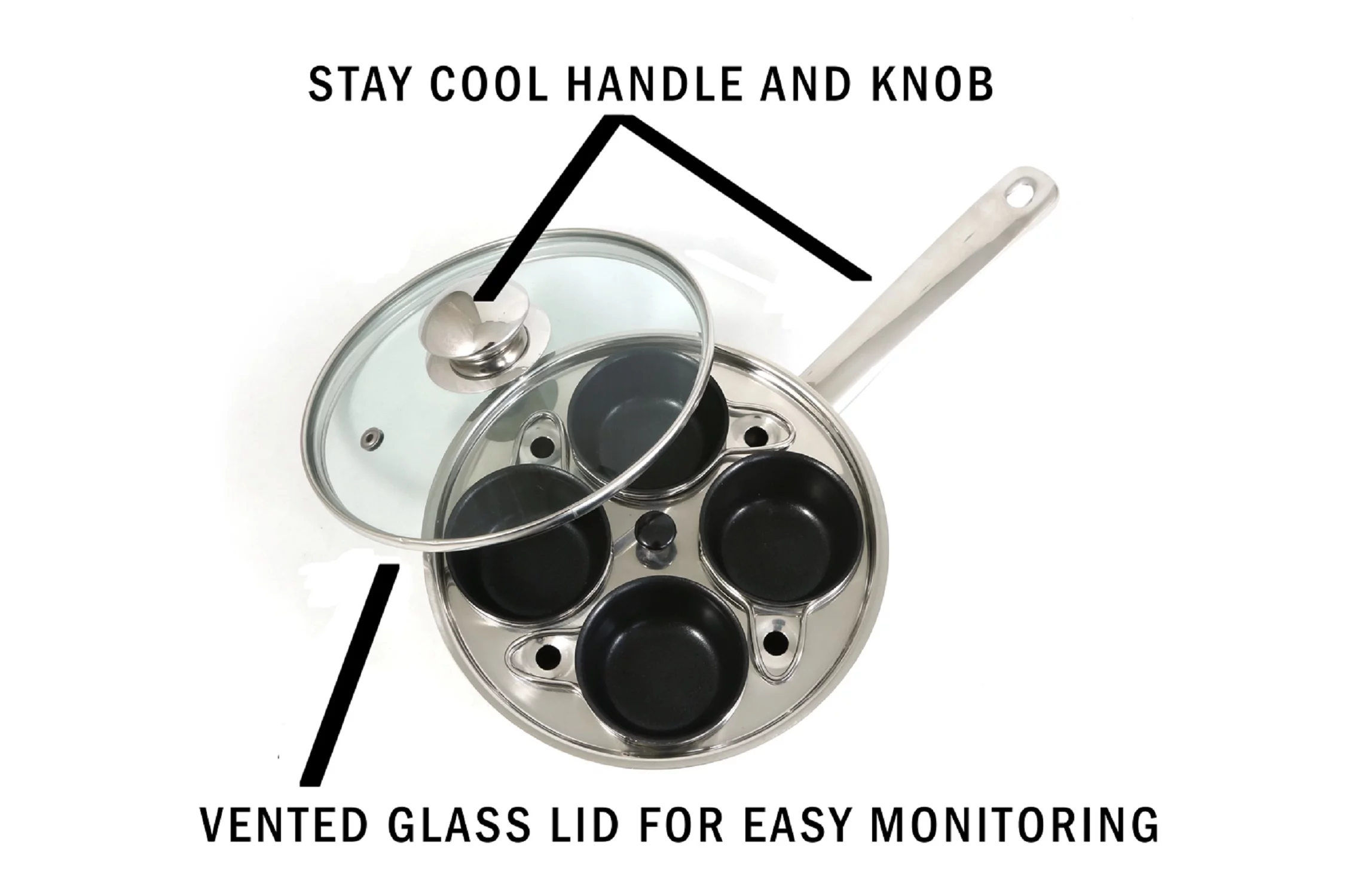 Cook Pro 4 Cup 18/10 Stainless Steel Egg Poacher w/ Non-Stick Coating