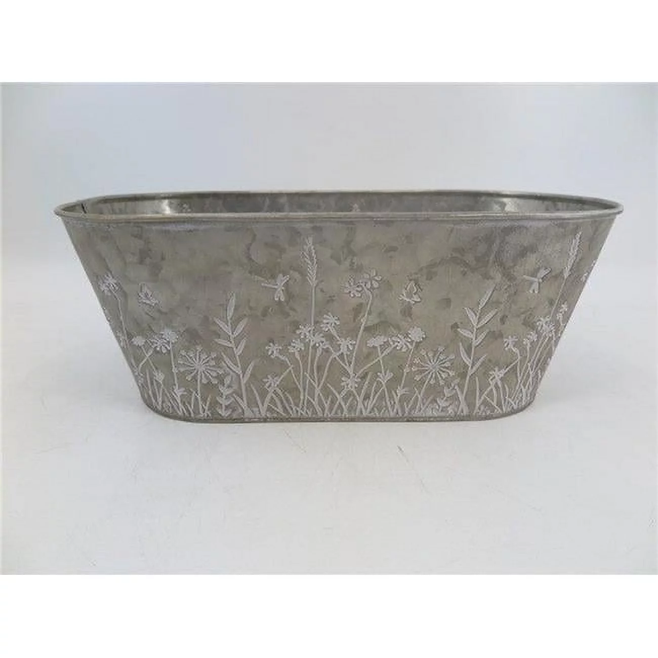 Mr. MJs Trading AI-GA3465-432 Silver with Meadow Flower Imprint Metal Planter