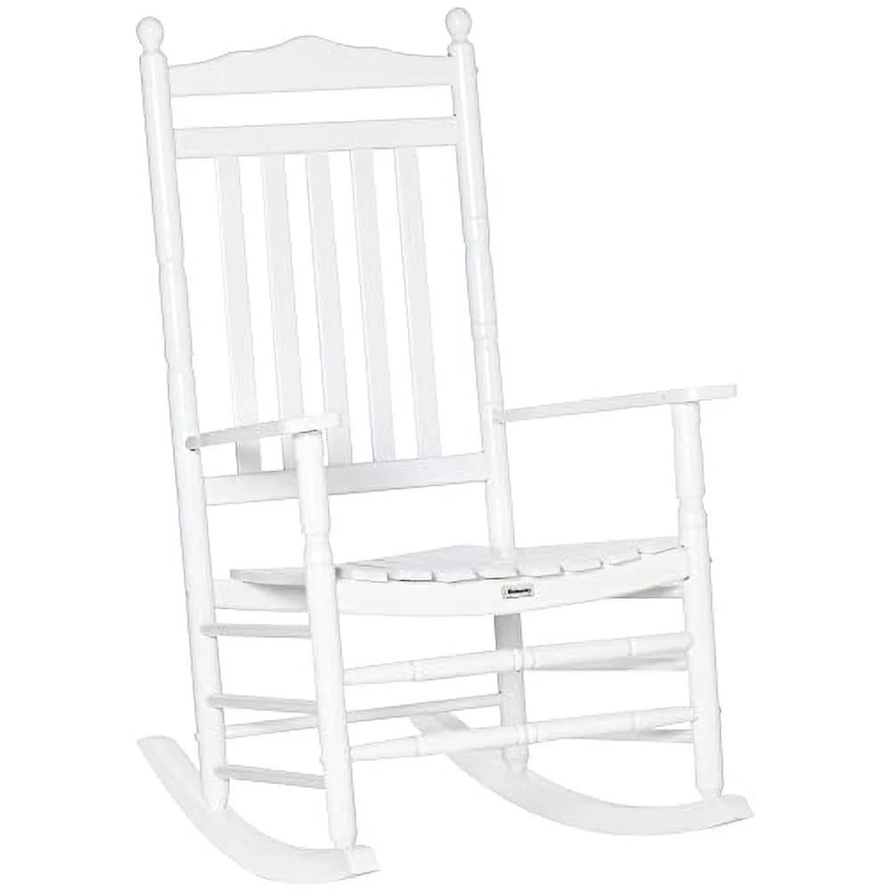 Outsunny Traditional Wooden High-Back Rocking Chair for Porch, Indoor/Outdoor, Black