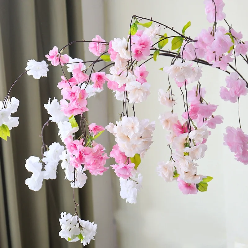 Simulation fishing cherry blossom branches wedding decorative fake flowers hanging hanging cherry blossoms landscape cherry tree simulation flowers