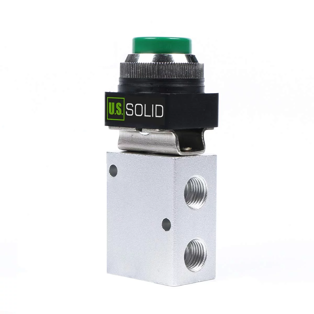 U.S. Solid 1/4in Pneumatic Control Mechanical Valve with Green Momentary Push Button