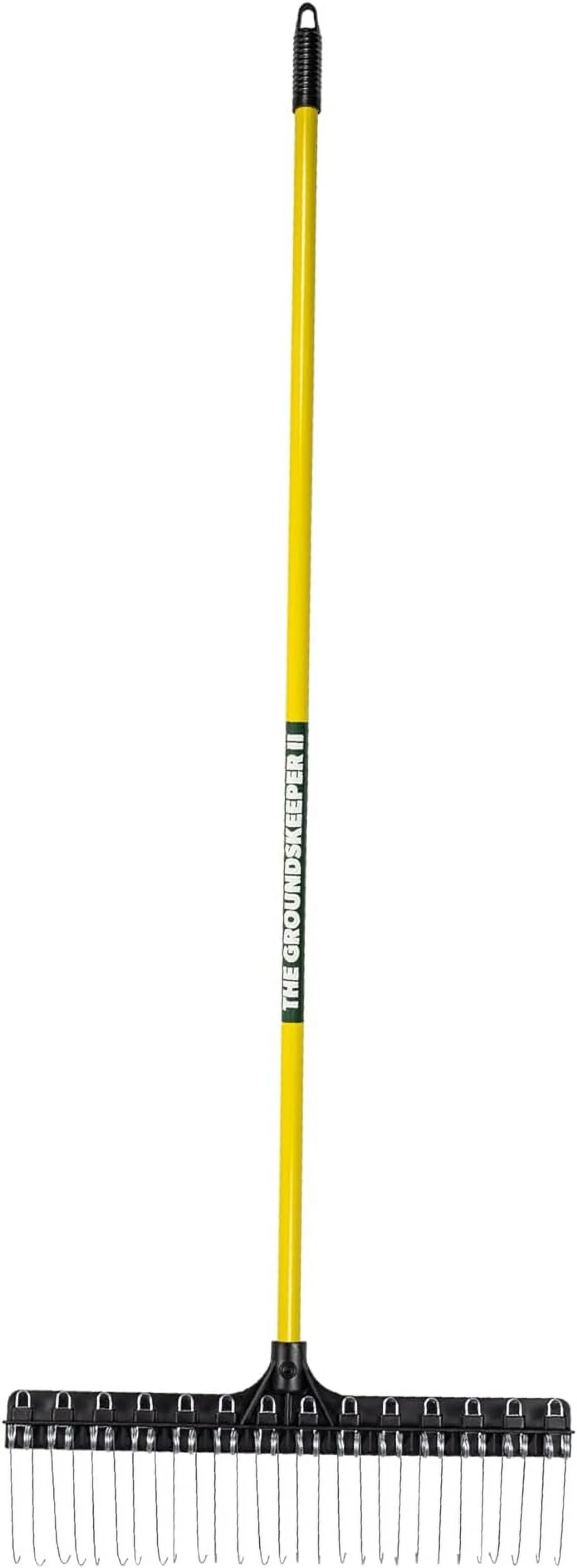 Rake 55-inch Lightweight Fiberglass Handle, 21-inch Head, Durable Steel Tines for Gardening, De-Thatching or Professional Landscaping