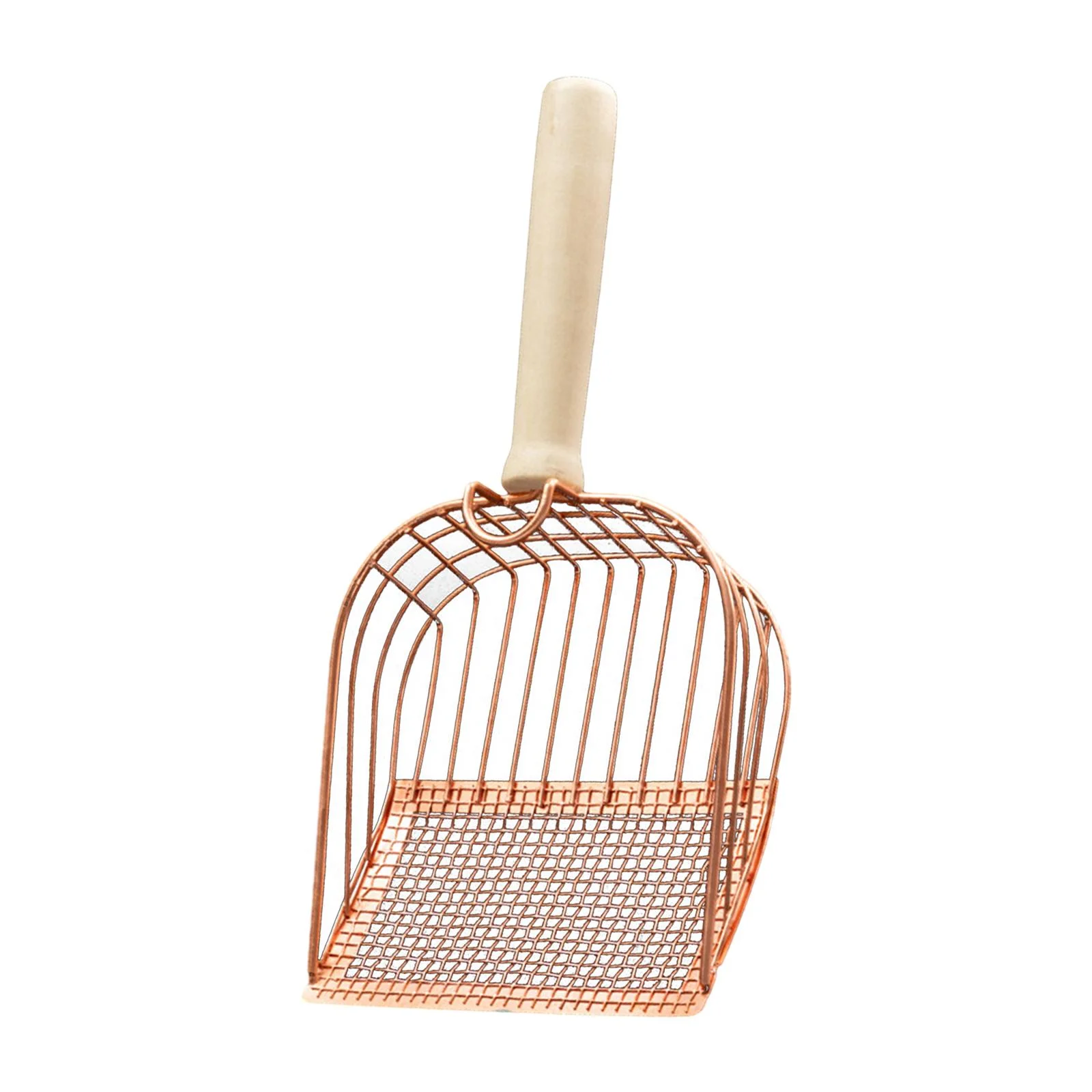 TOOYFUL Metal Litter Scooper, Nonstick Pet Litter Scoops with Wood Handle, Substrate Scoops, Cat Litter Shovels, Cat Litter Scoops Rose Gold