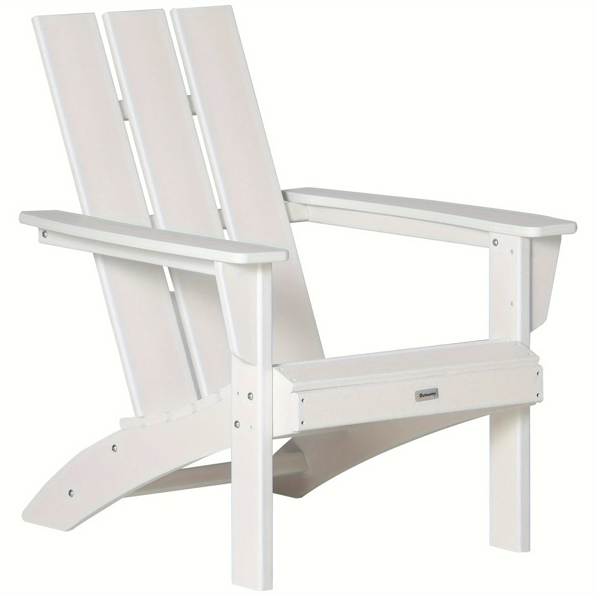 Outsunny Patio Adirondack Chair, Outdoor HDPE Fire Pit Chair, Weather Resistant Outdoor Chair with High-back, Patio Chair for Deck, Garden, Backyard, White