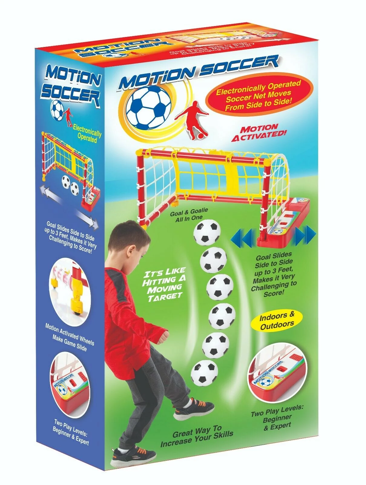 Kids Soccer Game Toy - Electronic Sport Soccer Ball Action Play Set- Motion Moving Net -Outdoor/Indoor Play 2 Goals -Boys and Girls Gift