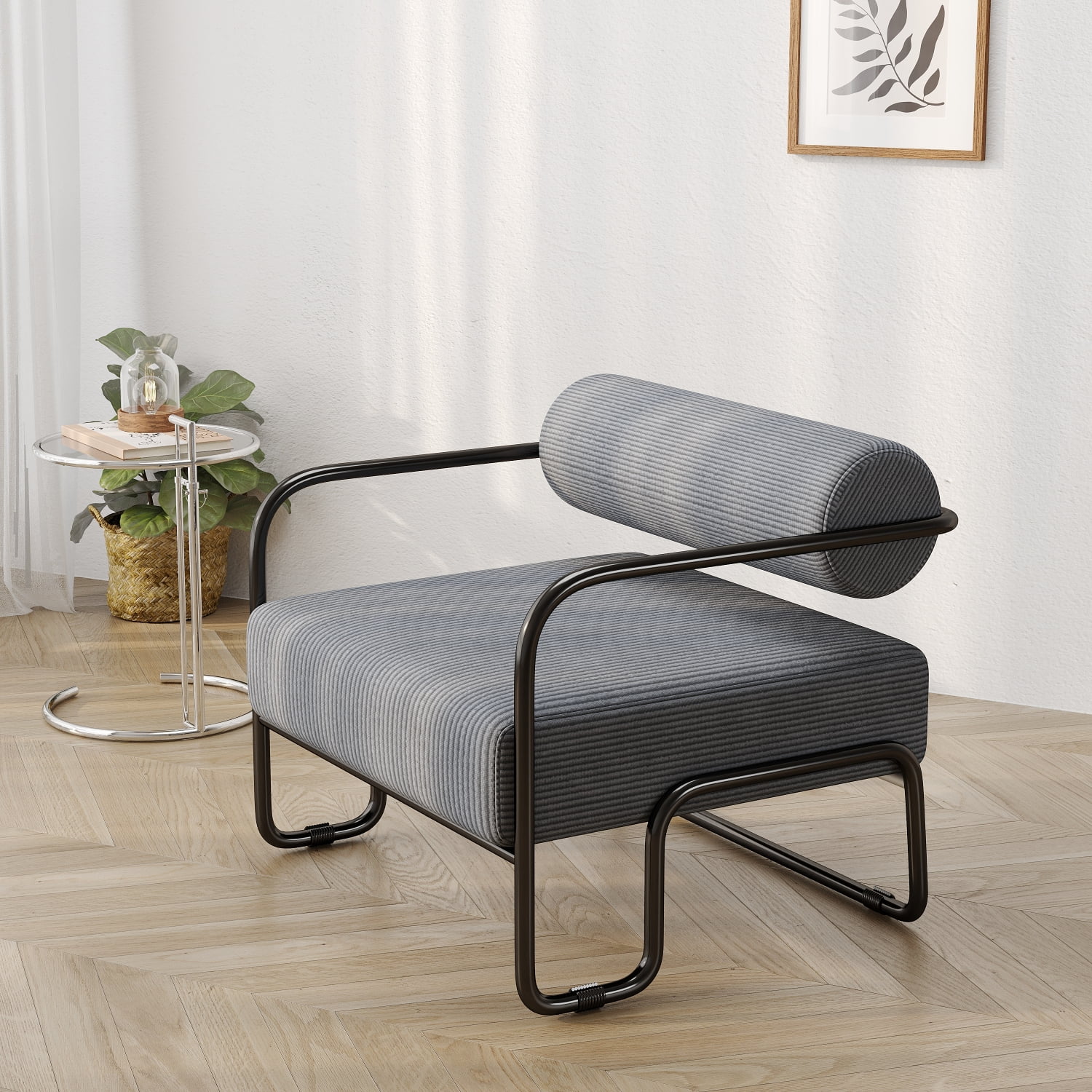 Elegant Cozy Modern Gray Iron Sofa Chair for the Living Room  Stylish Lazy Individual Chair for Maximum Comfort  Relax in Style with this Elegant Balcony Leisure Chair