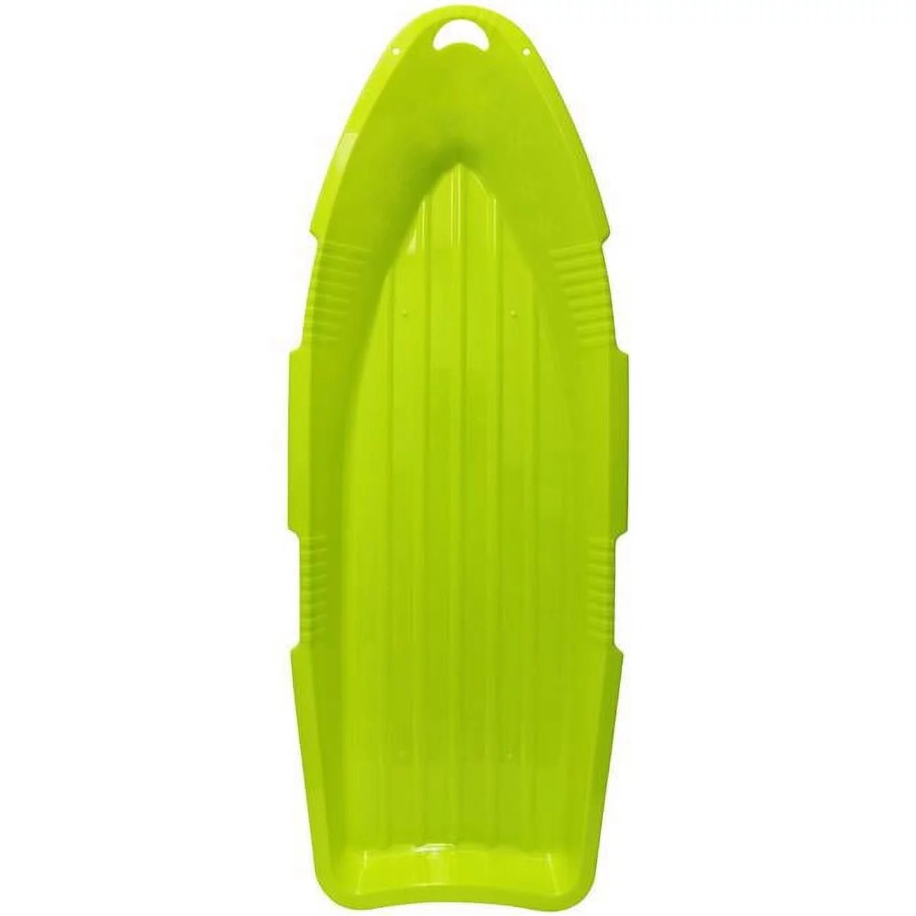 48 in. Day Glow Sno Cruiser Toboggan Two-Rider Sled Tough Polyresin, Diamond-Polished Bottom - Neon Lime