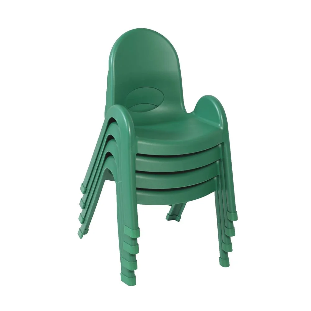 Angeles 11 in. Kids Stacking Chair in Shamrock Green - Set of 4