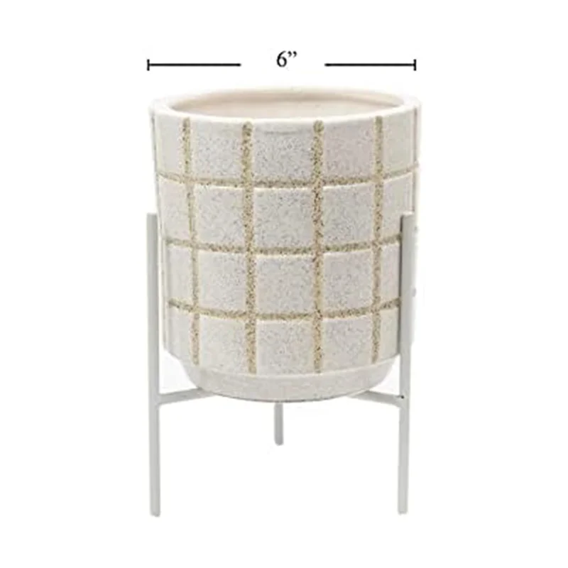Truu Design White Ceramic Planter with Stand