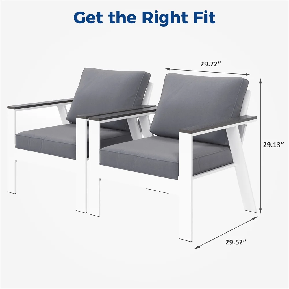 YLtoohoom Patio Dark Grey Aluminum  Modern Couch Single Sofa Chair  Outdoor