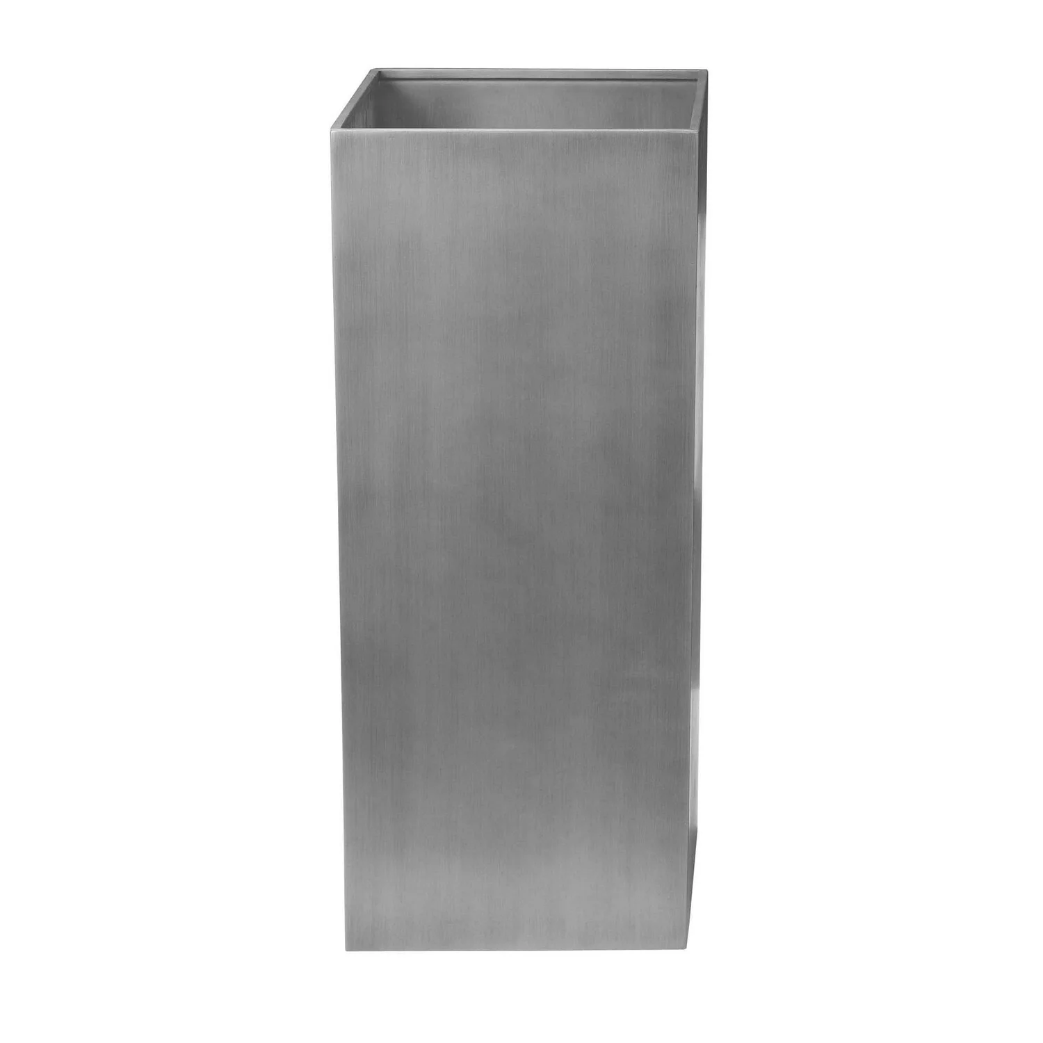 Benjara Jo 32 Inch Tall Flower Pot Planter, Hidden Indented Box, Gray Brushed Metal
