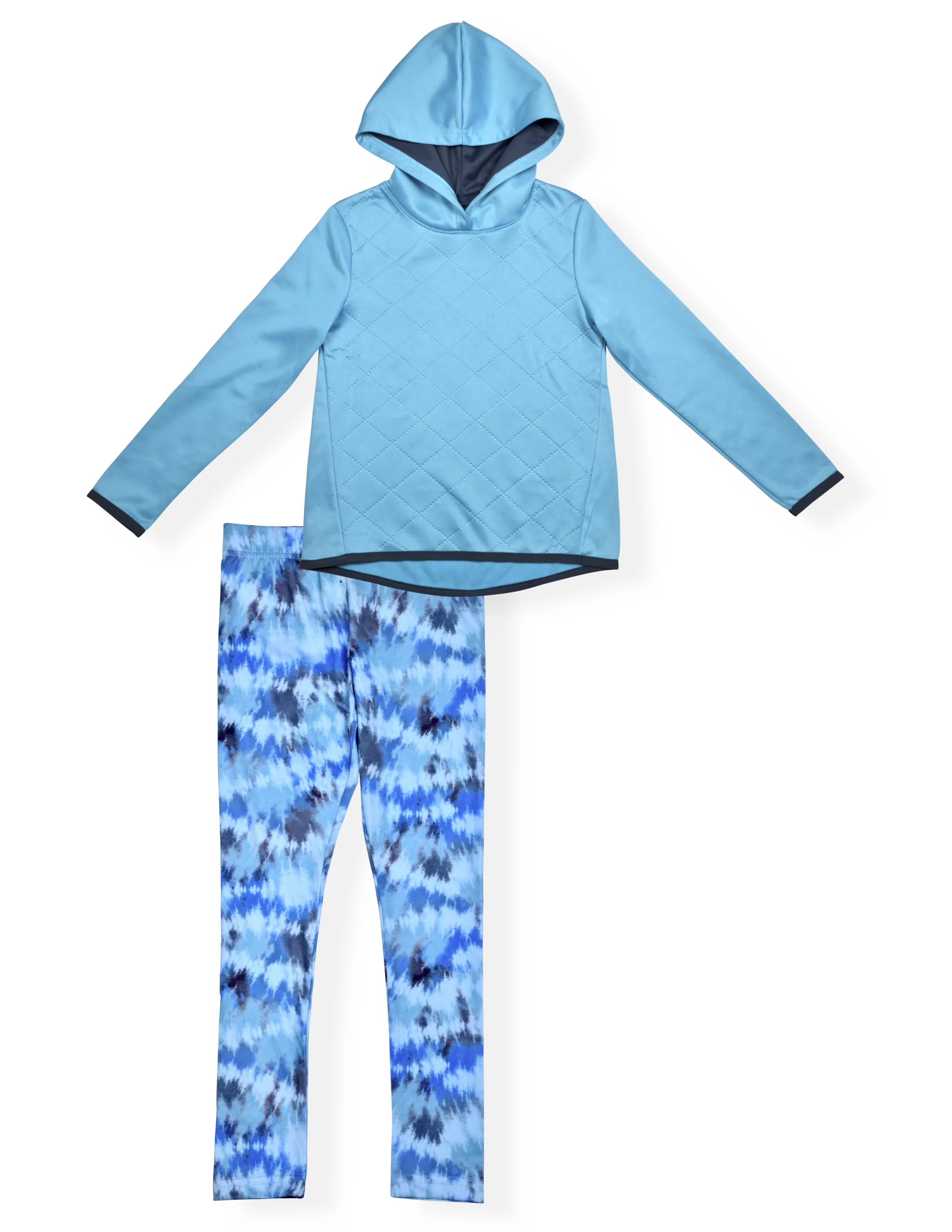 Cheetah Girls & Toddler Girls Performance Fleece Quilted Pullover Hoodie and Tie Dye Leggings, 2-Piece Active Set, Sizes 2T-18 & Plus
