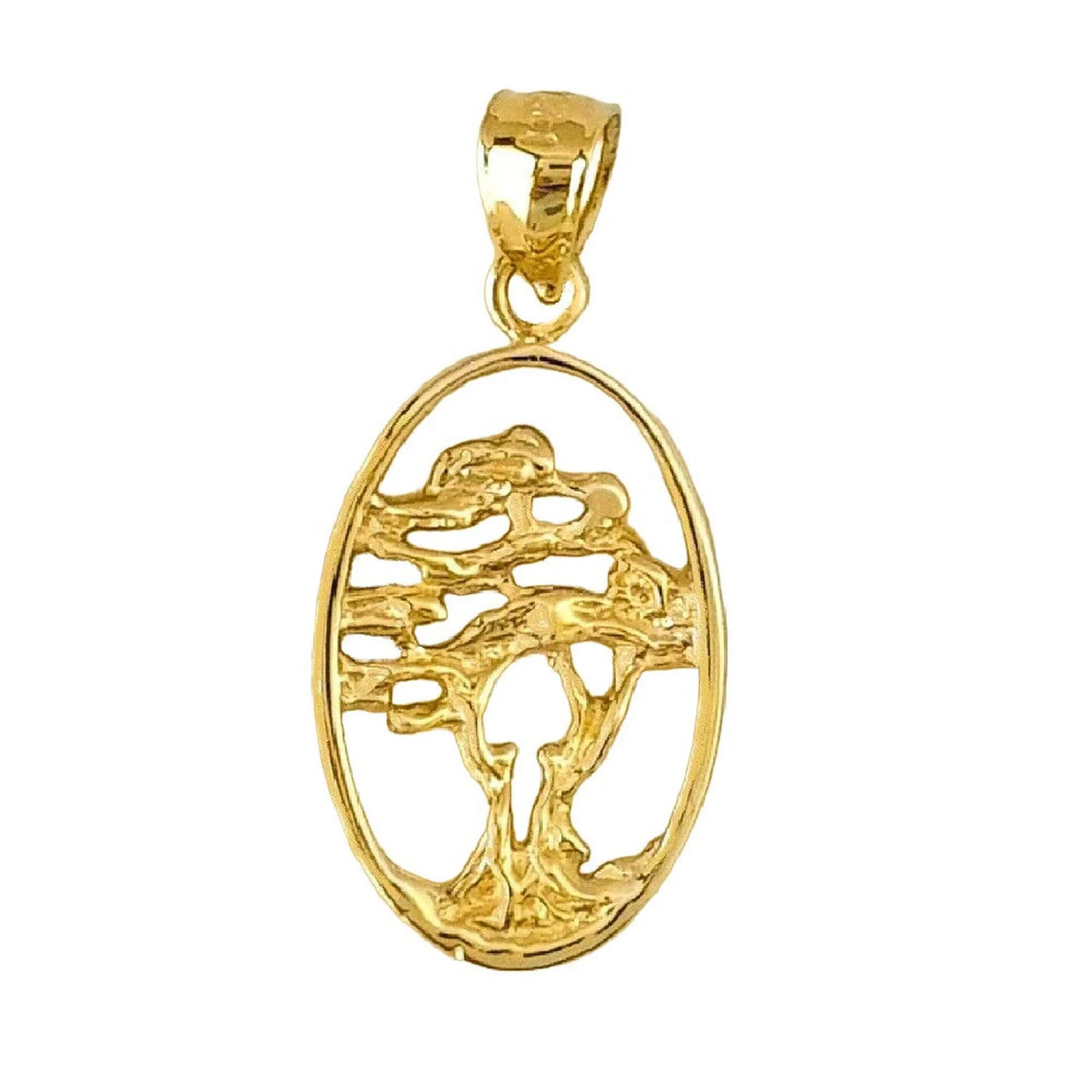 14K Yellow Gold Cedar Tree Pendant