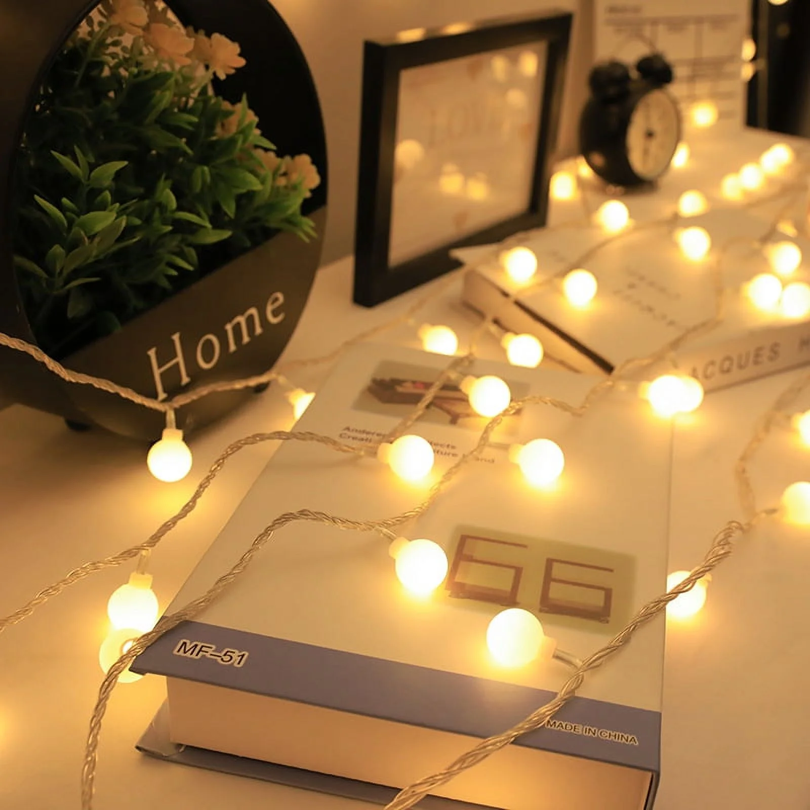 GRNSHTS LED String Lights Bulb Warm White Globe Fairy Lights for Christmas/Wedding/Party Indoor and Outdoor Decoration （Warm white 6 meters with 40 lights）