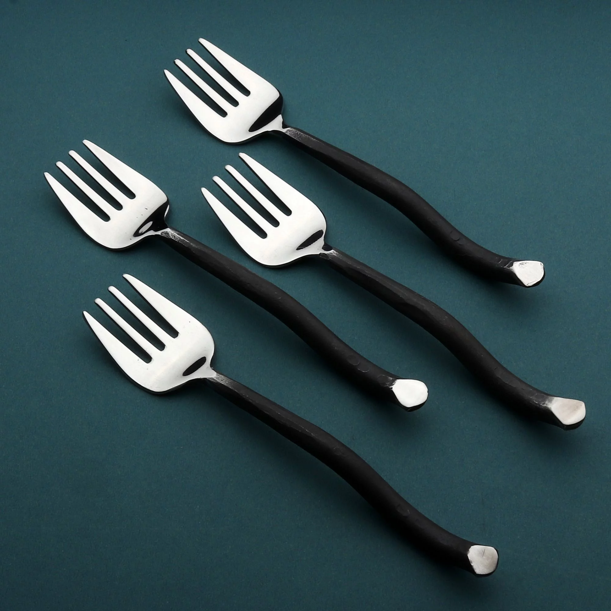 Twig Design Burnt Black Apetizer/Desert Fork 4 Pcs. Set