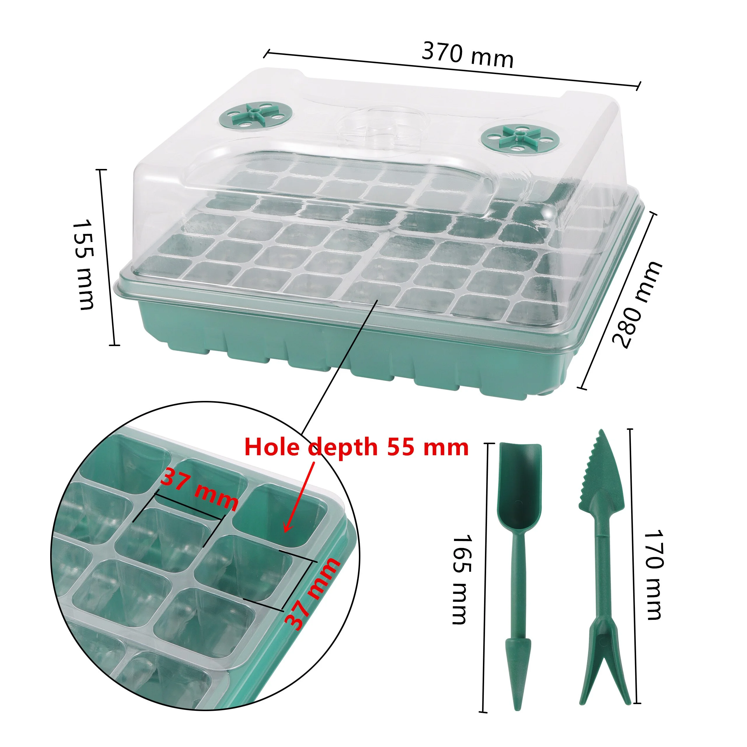 48 Cells Seedling Starter Germination Nursery Pot Breathable Plants Propagation Growing Box Vegetable Succulent Planting Plate
