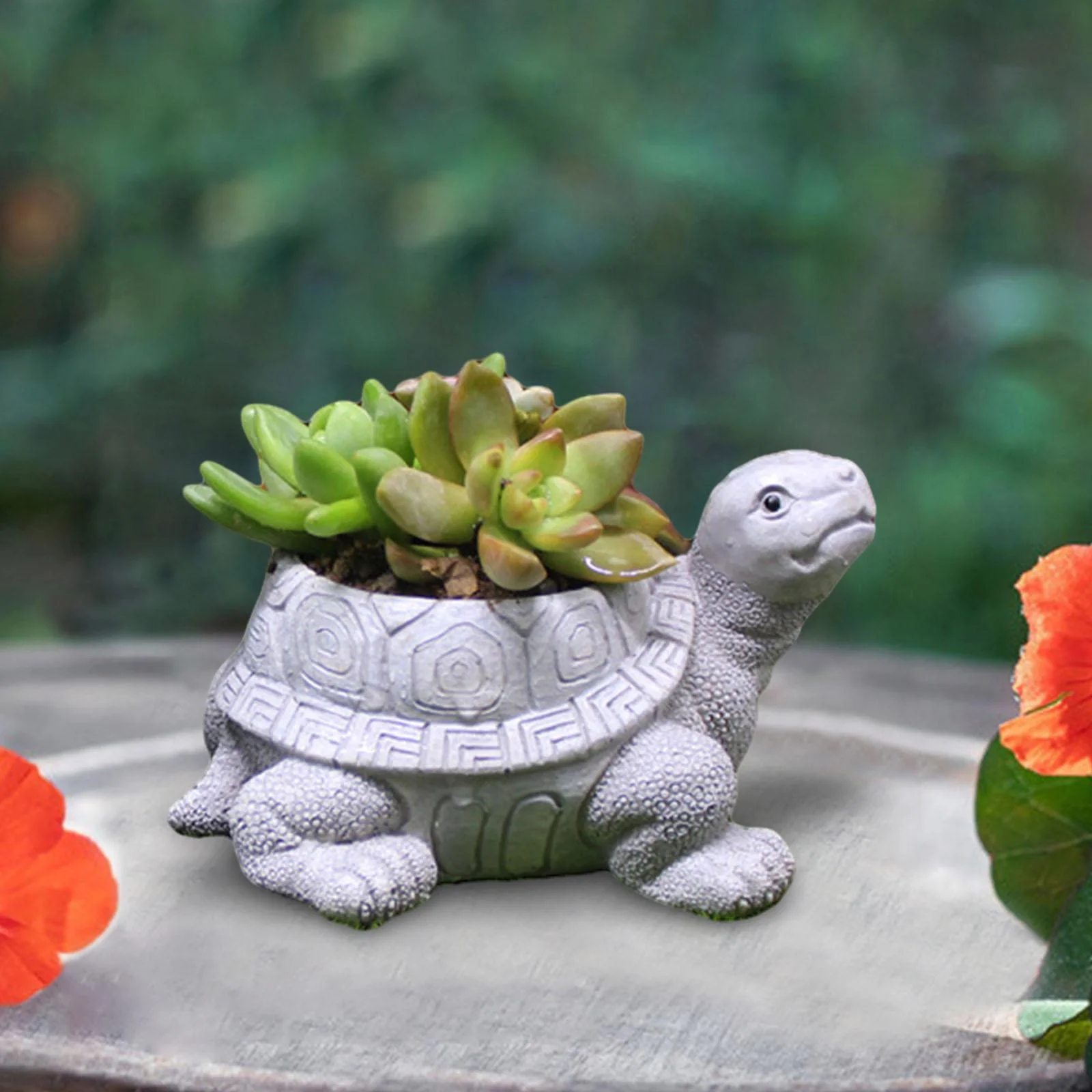 CUTICATE Turtle Planter Pot Flower Pot Creative Tabletop Resin Flowerpot Flower Pot for Lawn Gift Bookshelf Home Decorations Gray