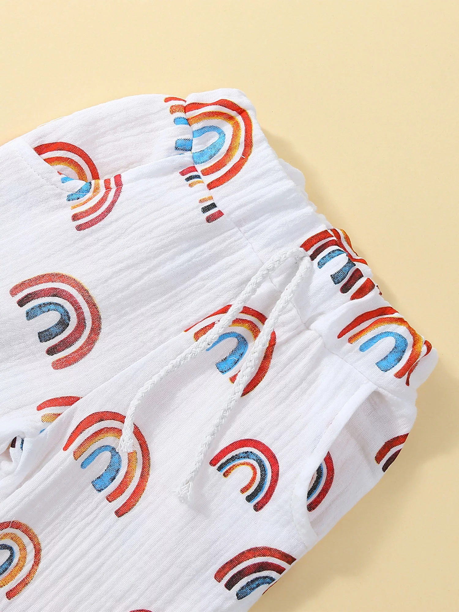 Toddler Infant Baby Boy Girl Fall Clothes Rainbow Print Tops with Pants Coming Home Outfit