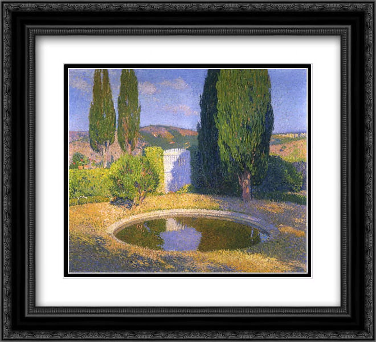 Henri Martin 2x Matted 24x20 Black Ornate Framed Art Print 'Fountain in Summer'