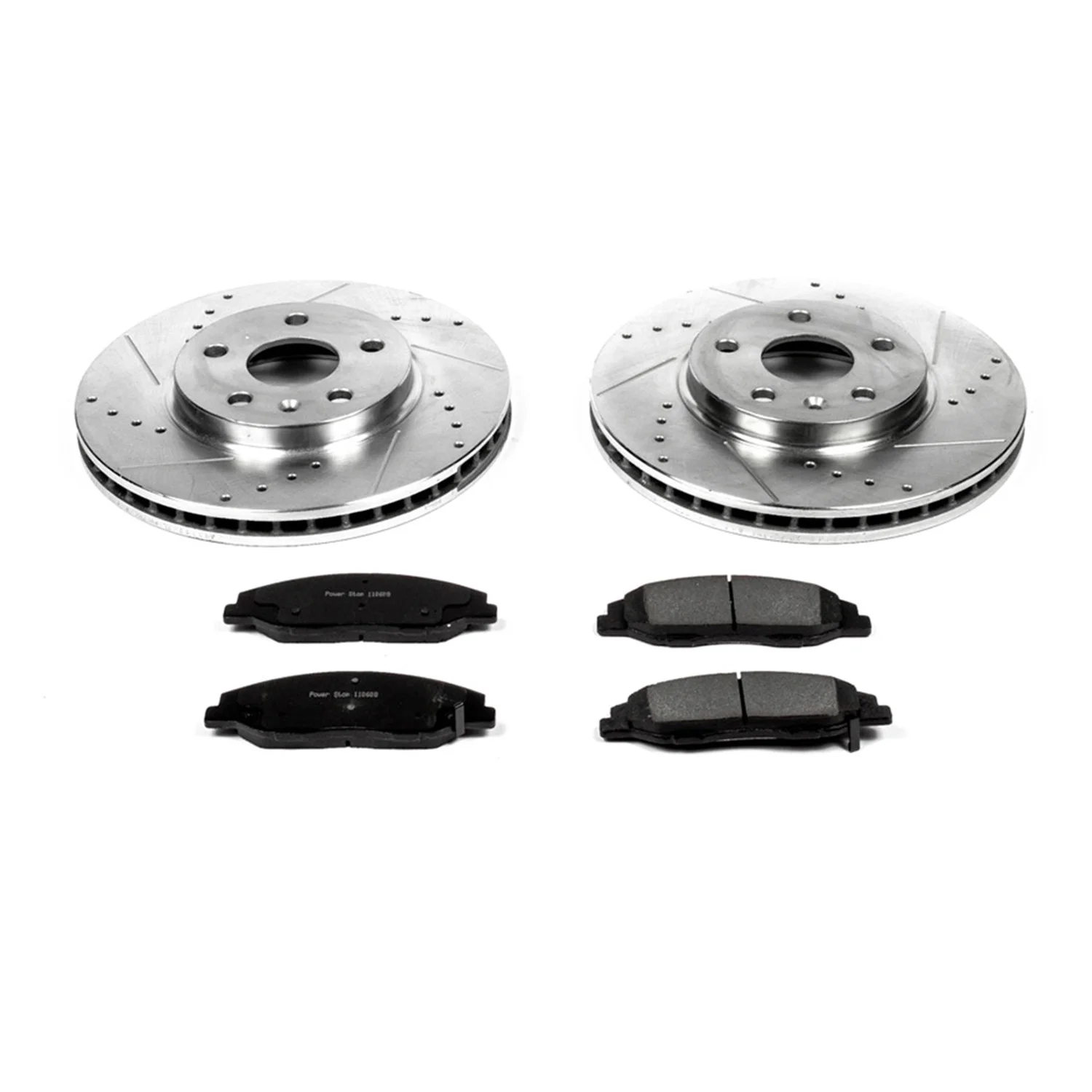 Power Stop Front Brake Kit with Drilled & Slotted Rotors and Ceramic Brake Pads K4721