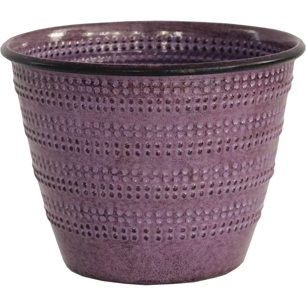 1 PK, Robert Allen Cobblestone 4.75 In. x 6.38 In. x 6.38 In. Metal Plum Planter