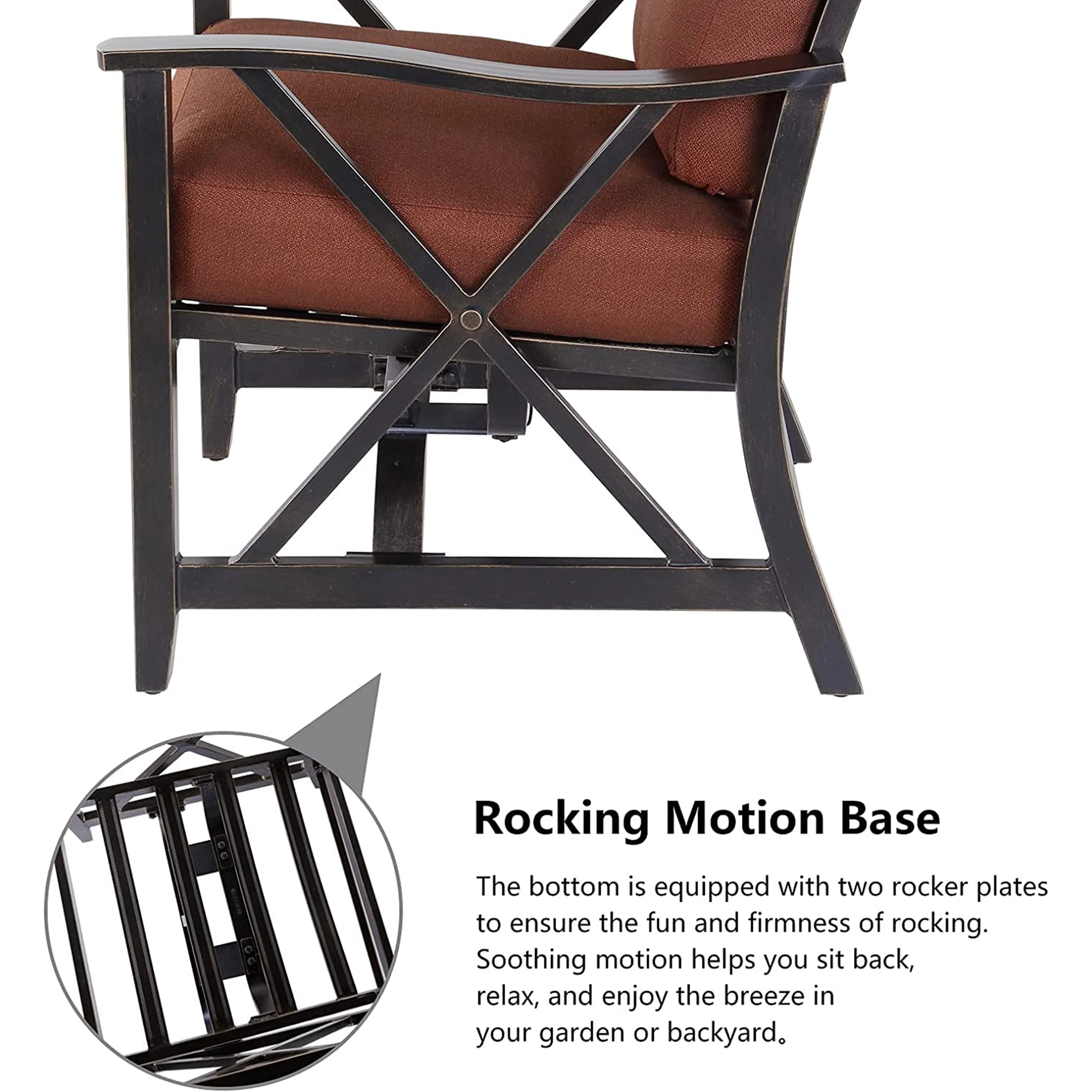 Aluminum Deep Seating Rocking Club Chairs in Antique Copper (set of 2)