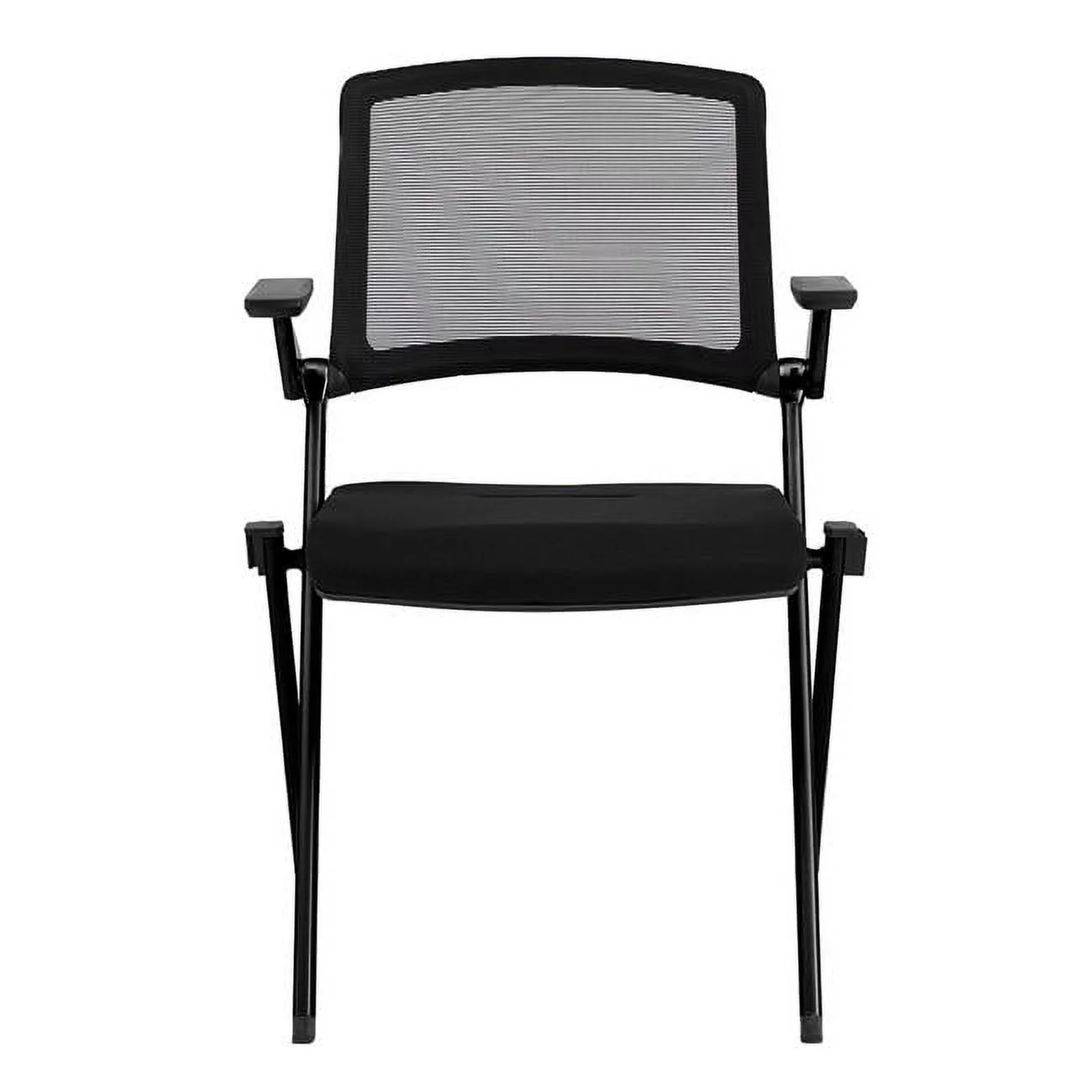HomeRoots  Folding & Stacking Mesh Armchairs, Black - Set of 2