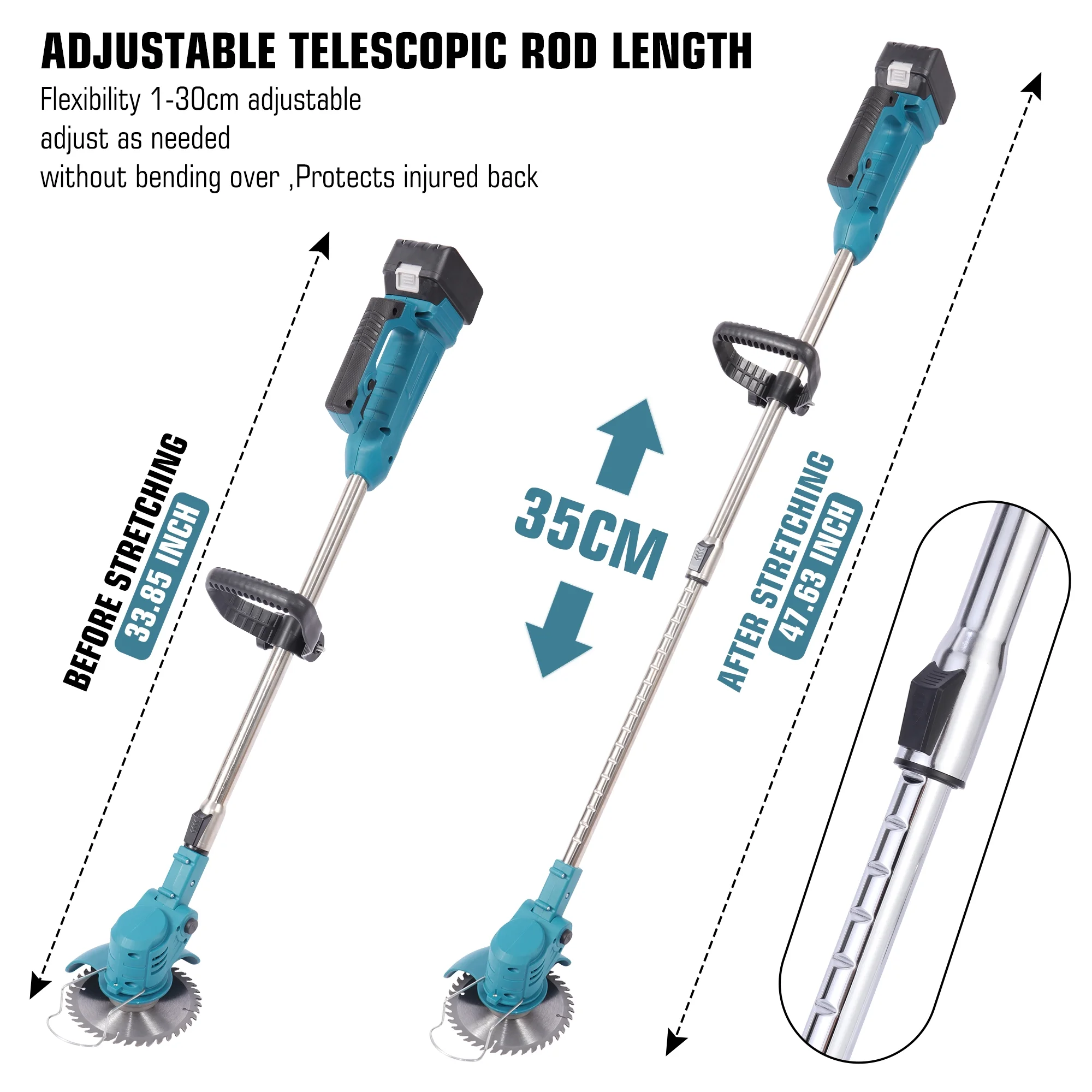 Cordless Lawn Trimmer Weed Wacker 24V Grass Trimmer Lawn Edger Garden