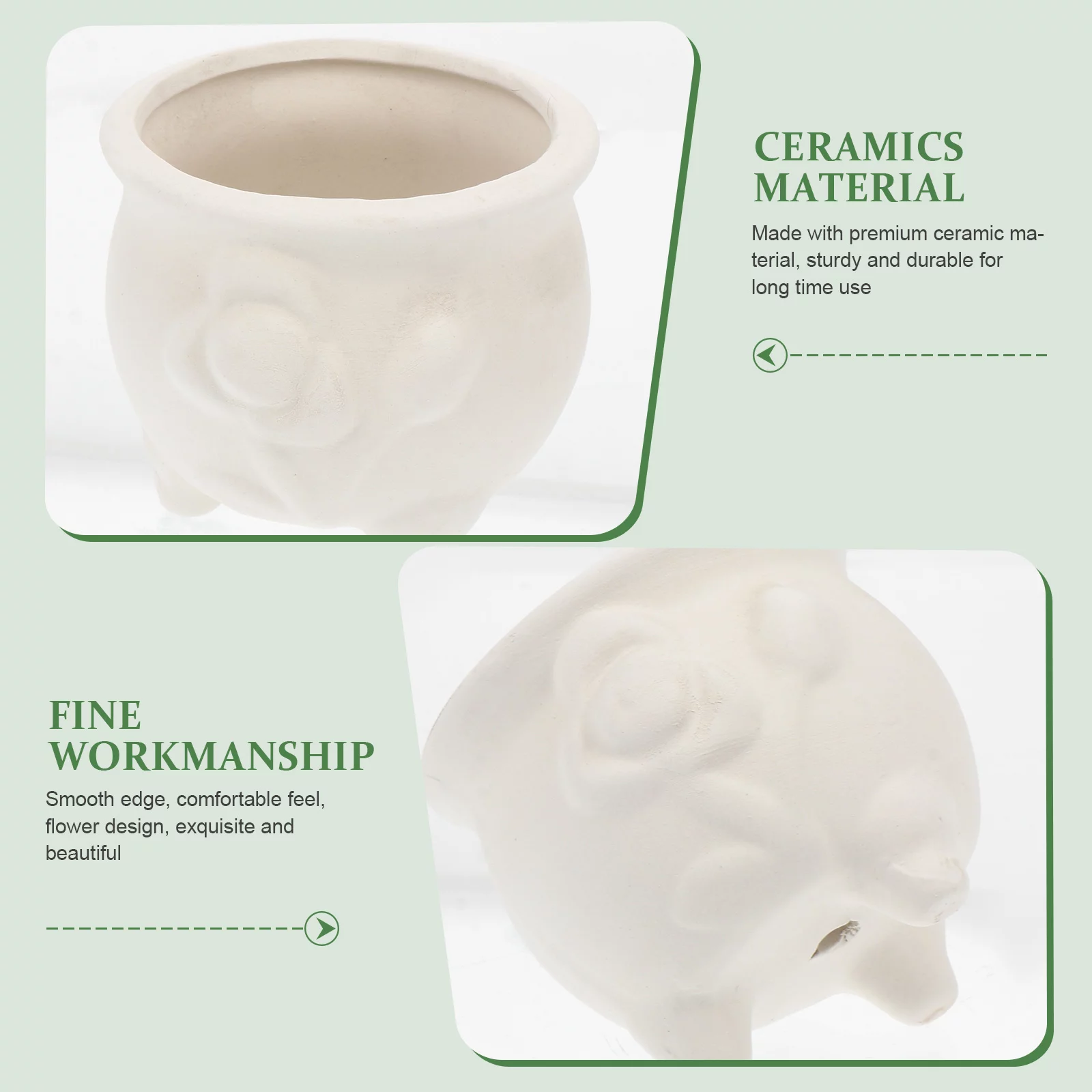 2Pcs DIY Ceramic Flowerpots Paintable Pots Graffiti Garden Planters Kid Toys