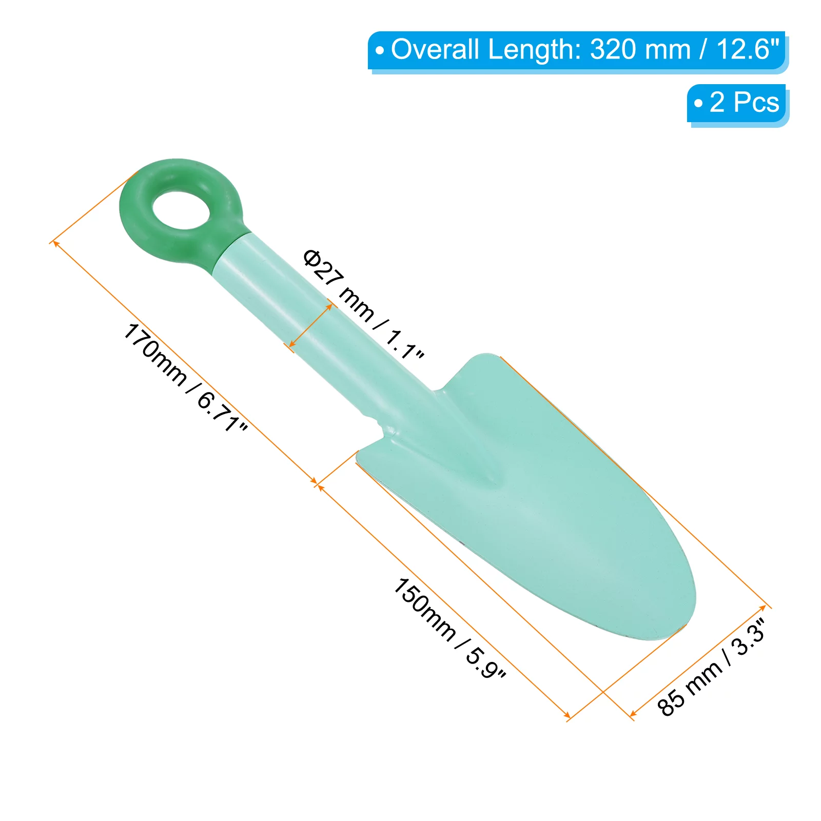 Uxcell Colorful Metal Hand Shovel, Garden Trowel Carbon Steel Hand Trowel Gardening Tools Light Blue 2 Pack