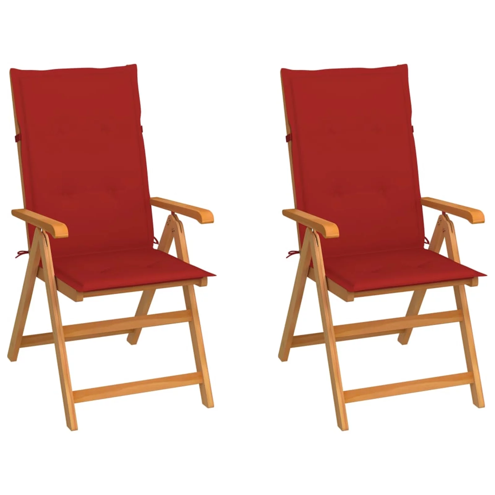Anself Patio Chairs 2 pcs with Red Cushions Solid Teak Wood