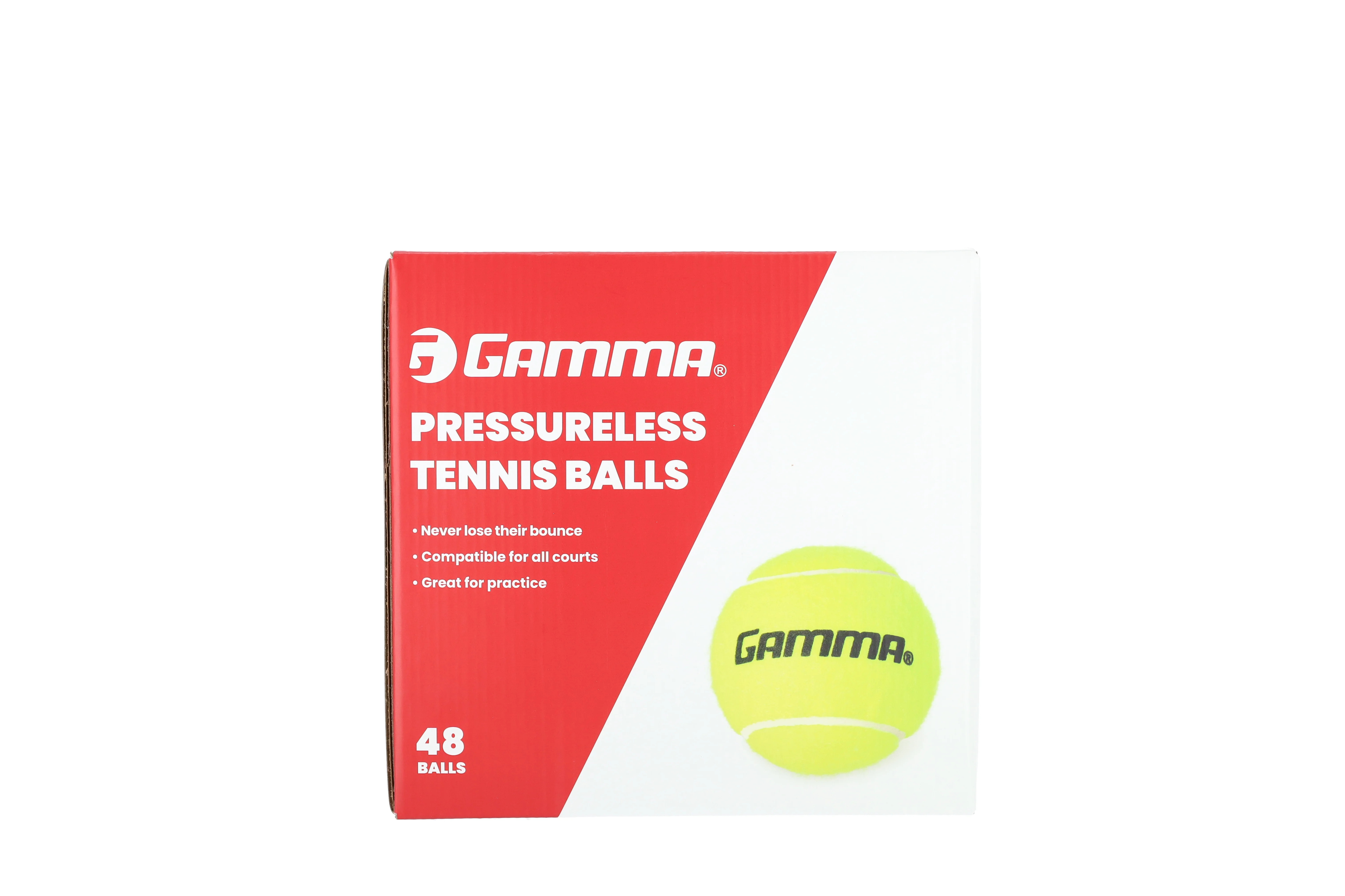 GAMMA Pressureless Tennis Balls for Tennis Practice and Lessons, Longer-Term Durability and More Bounce than Standard Tennis Balls, Yellow, Box of 48