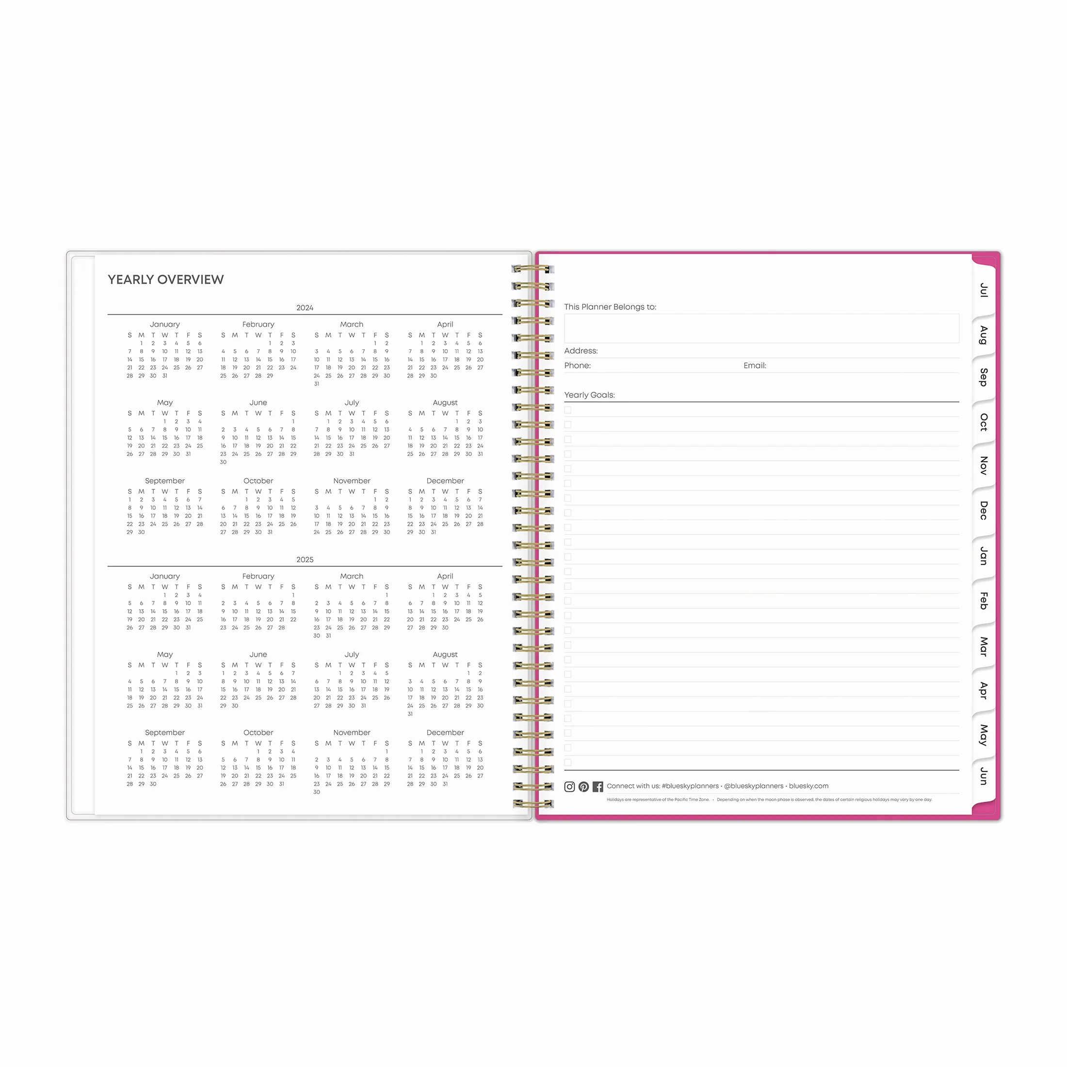 2024-25 Weekly Monthly Planner, 8.5x11, by Blue Sky, Rainbow Wave