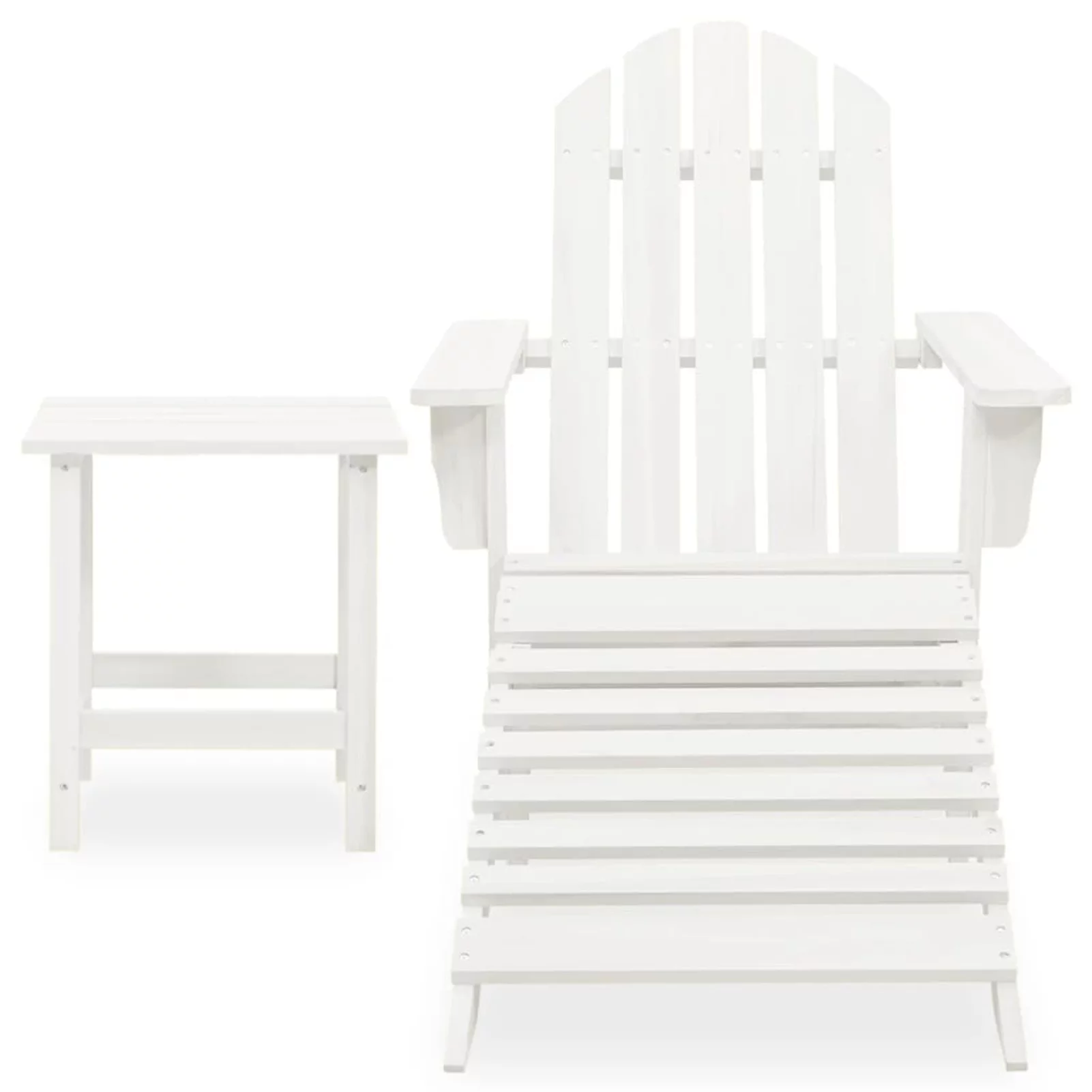 Irfora Patio Adirondack Chair with Ottoman&Table Solid Fir Wood White