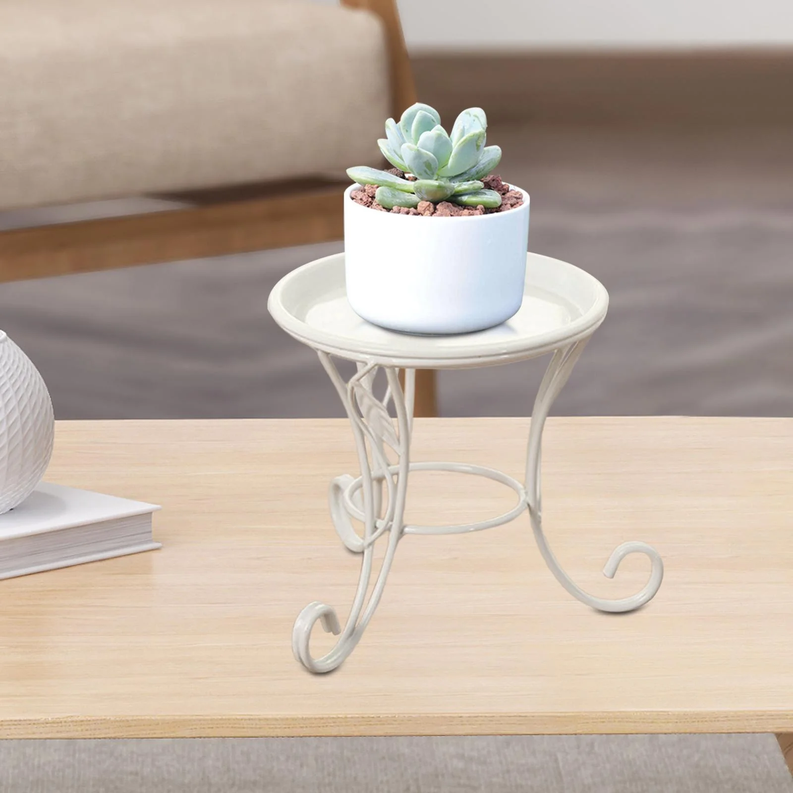 kesoto Plant Stand Metal Plant Stand Shelf Detachable Tray Stable Decorative Corner Flower Pot Holder Stand for Office Living Room White