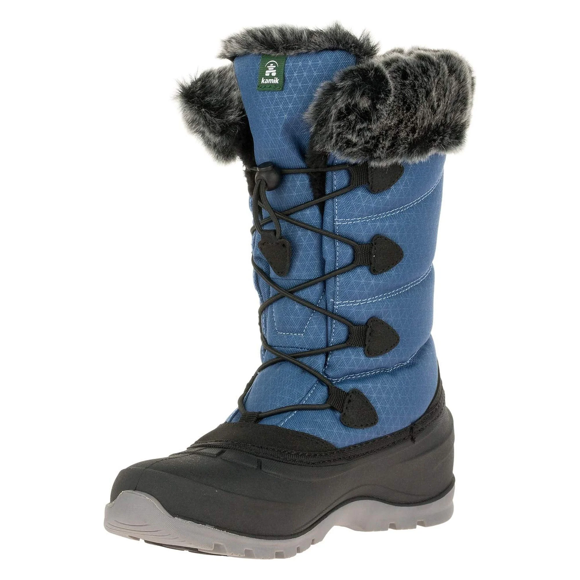 Kamik Women's Snow Boot Blue Fur Lined Warm Rounded Toe Waterproof Snow Boots (Blue, 8)