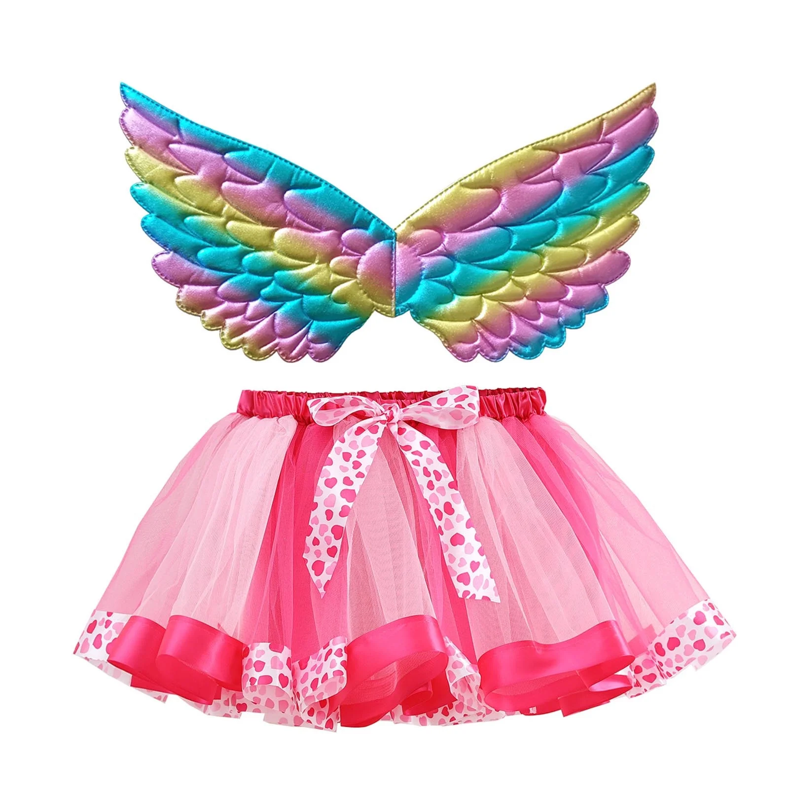 Autumn Tennis Skirt Kids Girls Ballet Skirts Holiday Party Tulle Dance Skirt With Wing Outfits Skirt Sets Women 2 Piece Outfits Formal
