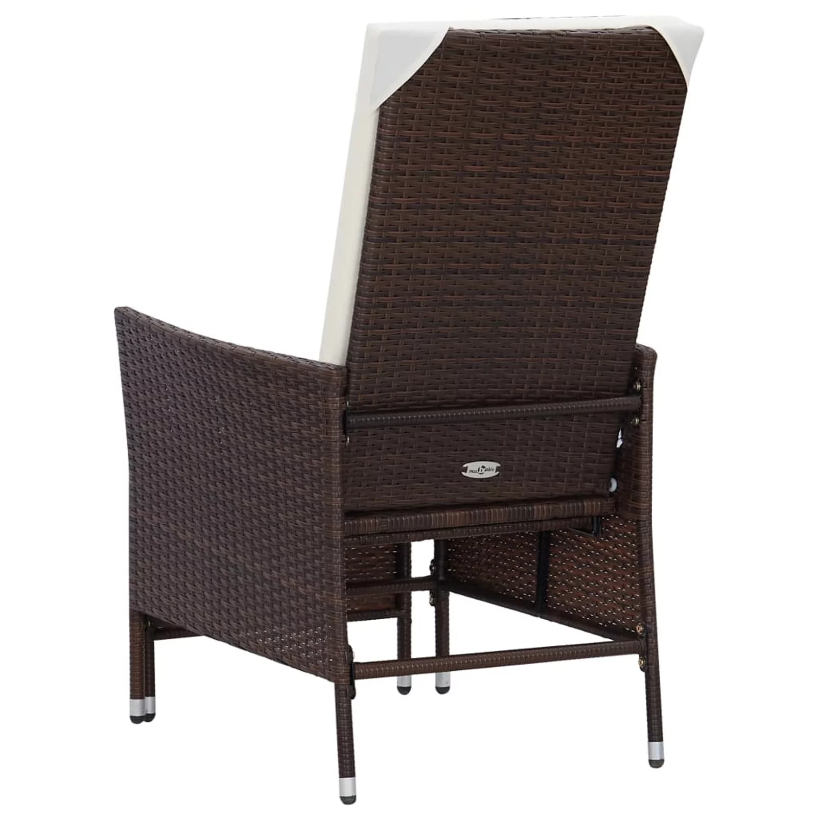 Carevas Reclining Patio Chair with Cushions Poly Rattan Brown