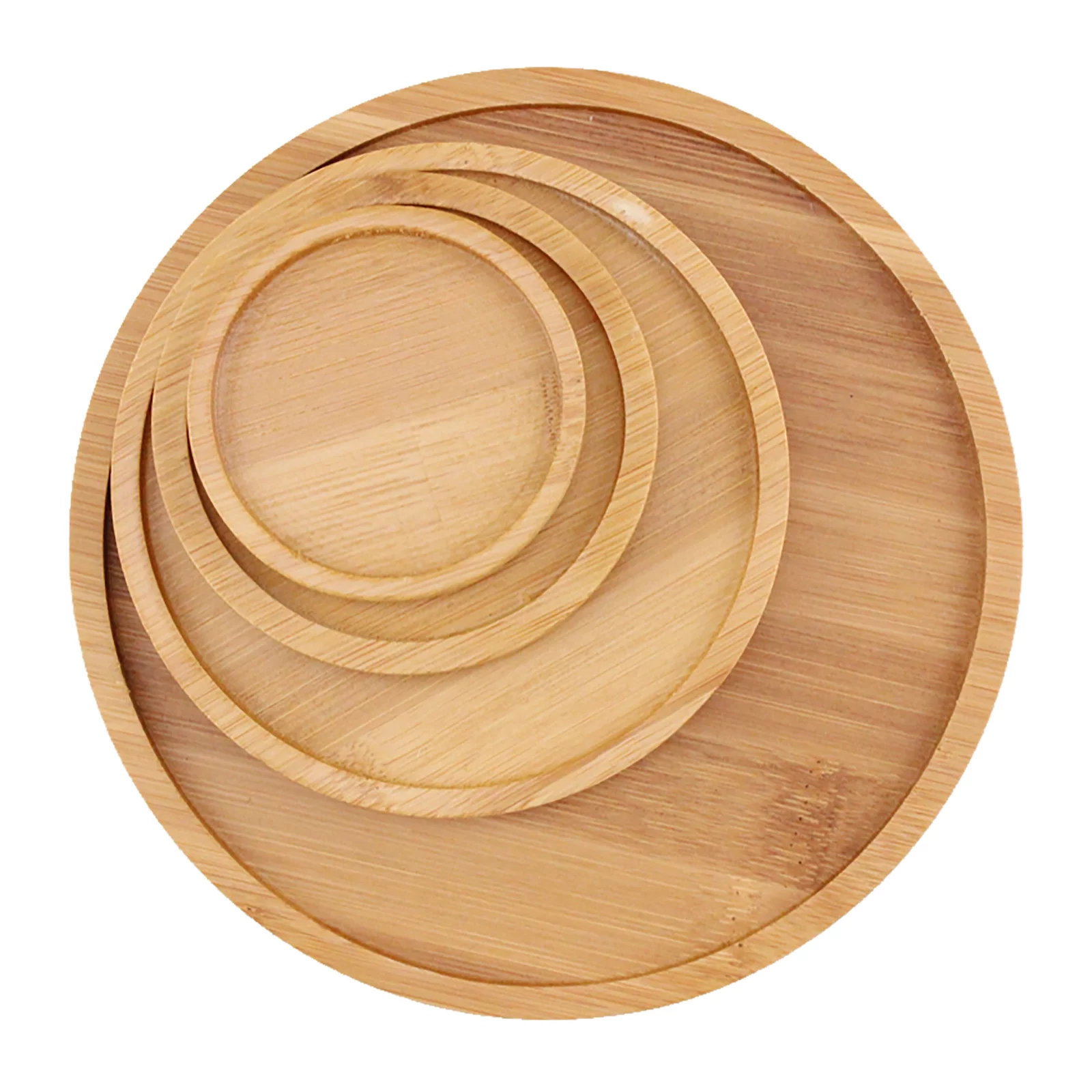 BELUPAI Environmentally Friendly Round Succulent Ceramic Flower Pot Bamboo Tray Creative Tabletop Tea Set Coaster