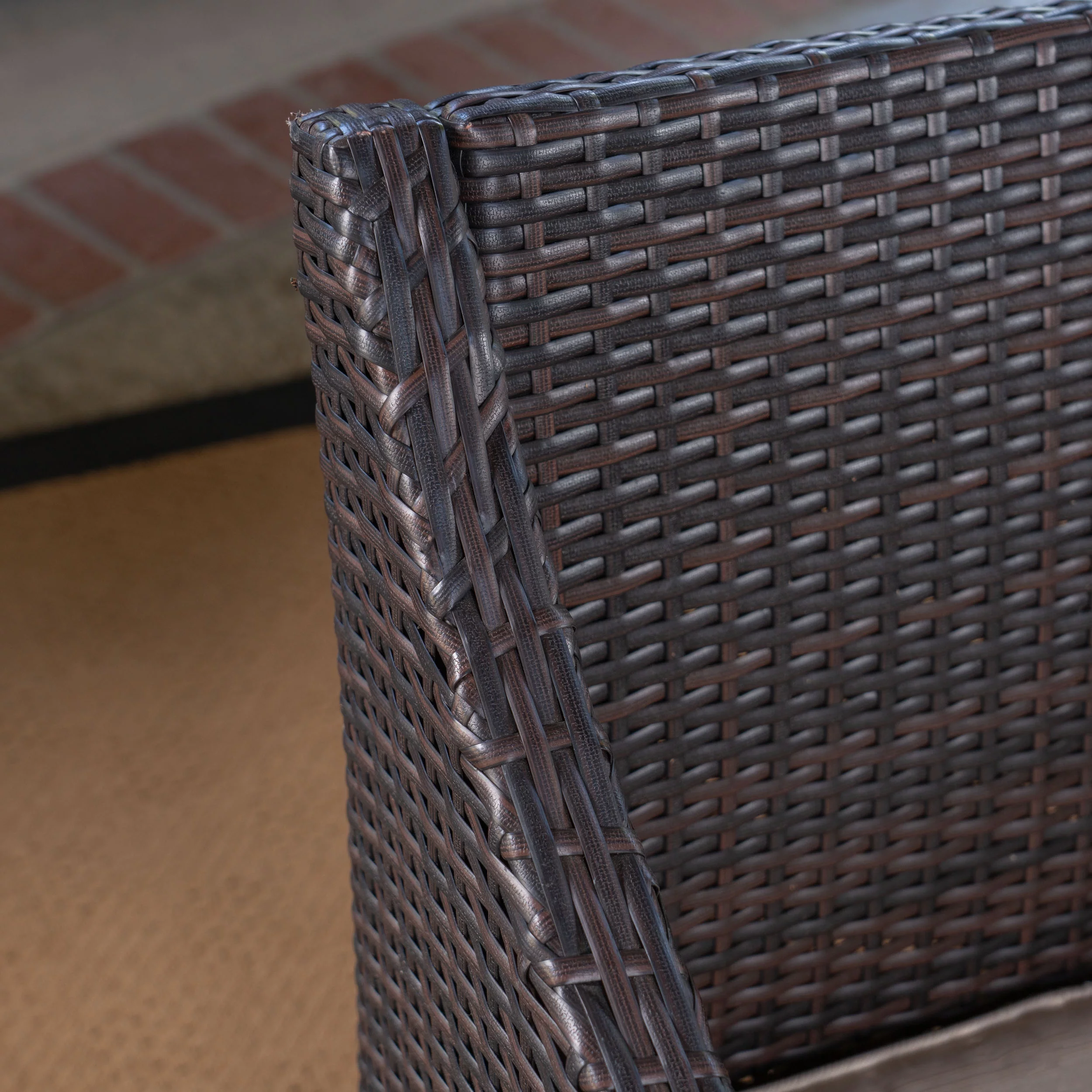 Mikaela Outdoor 5 Piece Acacia Wood and Wicker Dining Set with Cushions, Teak, Multi Brown, Beige