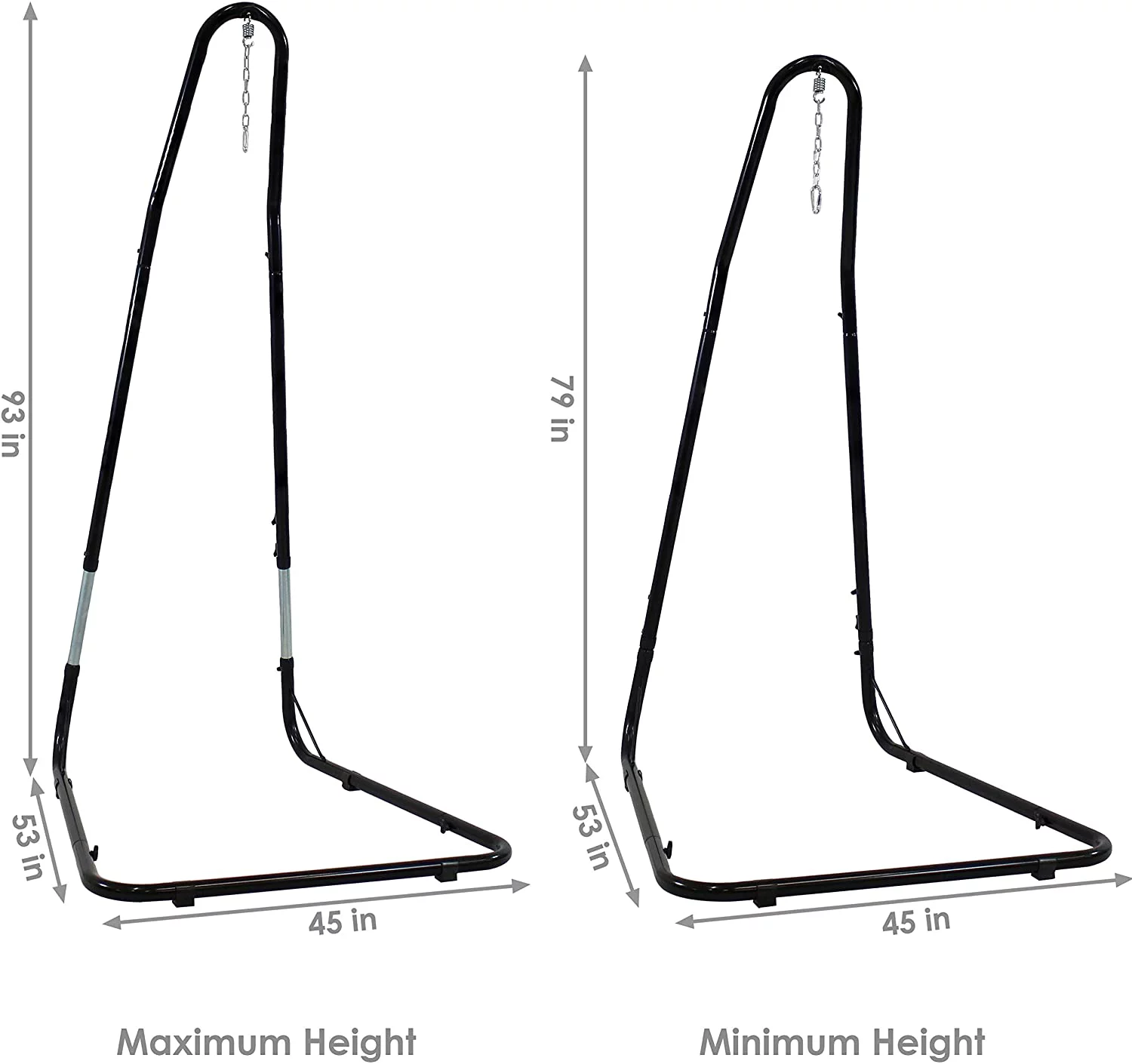 Hanging Rope Hammock Chair Swing with Adjustable Stand - 300-Pound Capacity - Sky Blue