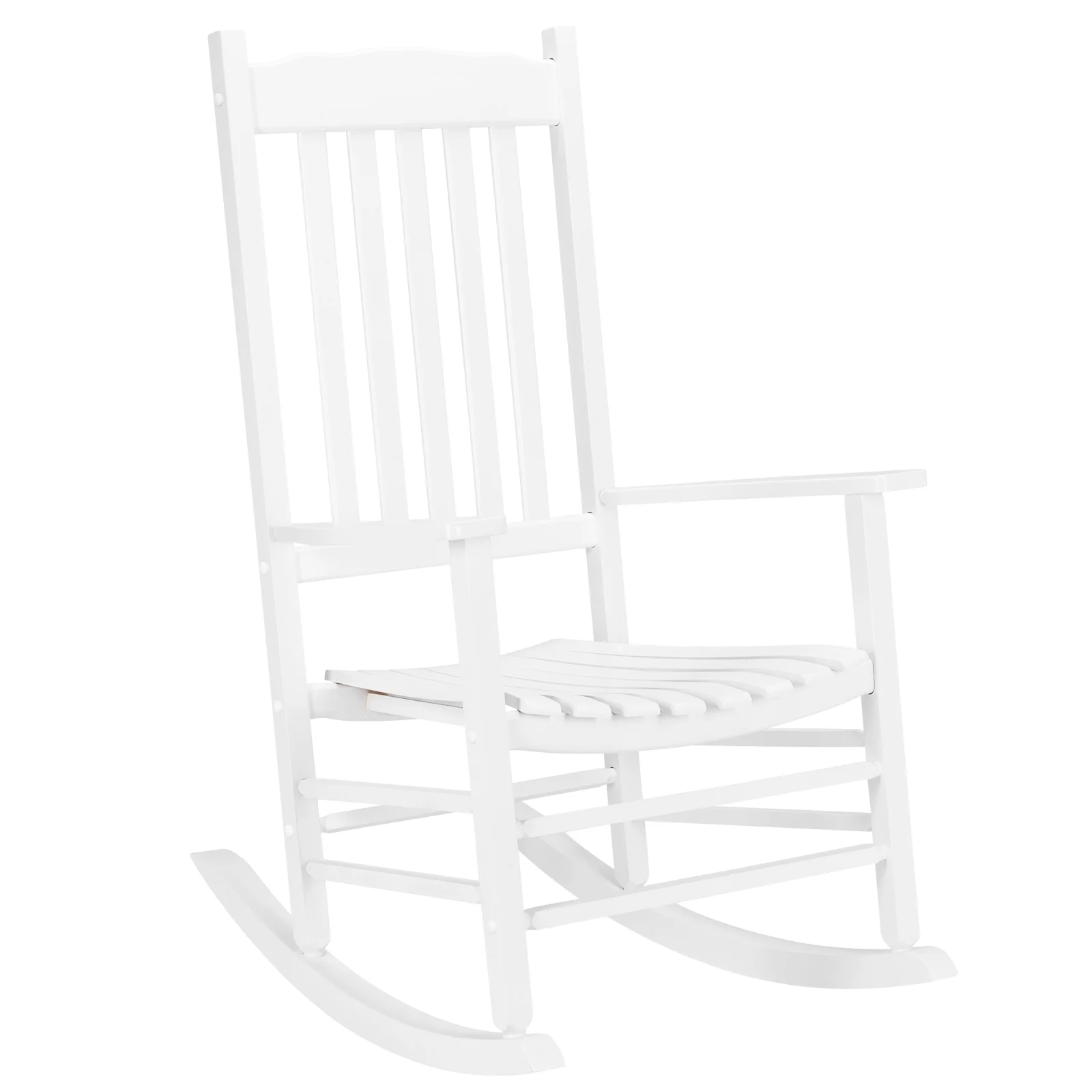 White Wooden Rocking Chair with Wavy Backboard - 68.5*86*115CM | Comfortable Design, Durable Construction, Relaxing Rocking Motion | Perfect for Any Home Décor